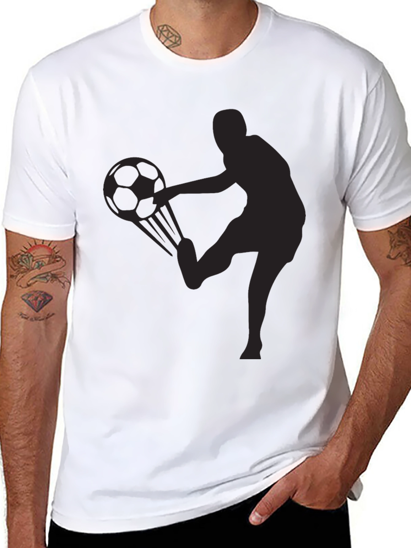 Black Soccer Kick T-Shirt - Black Graphic Tee view 8