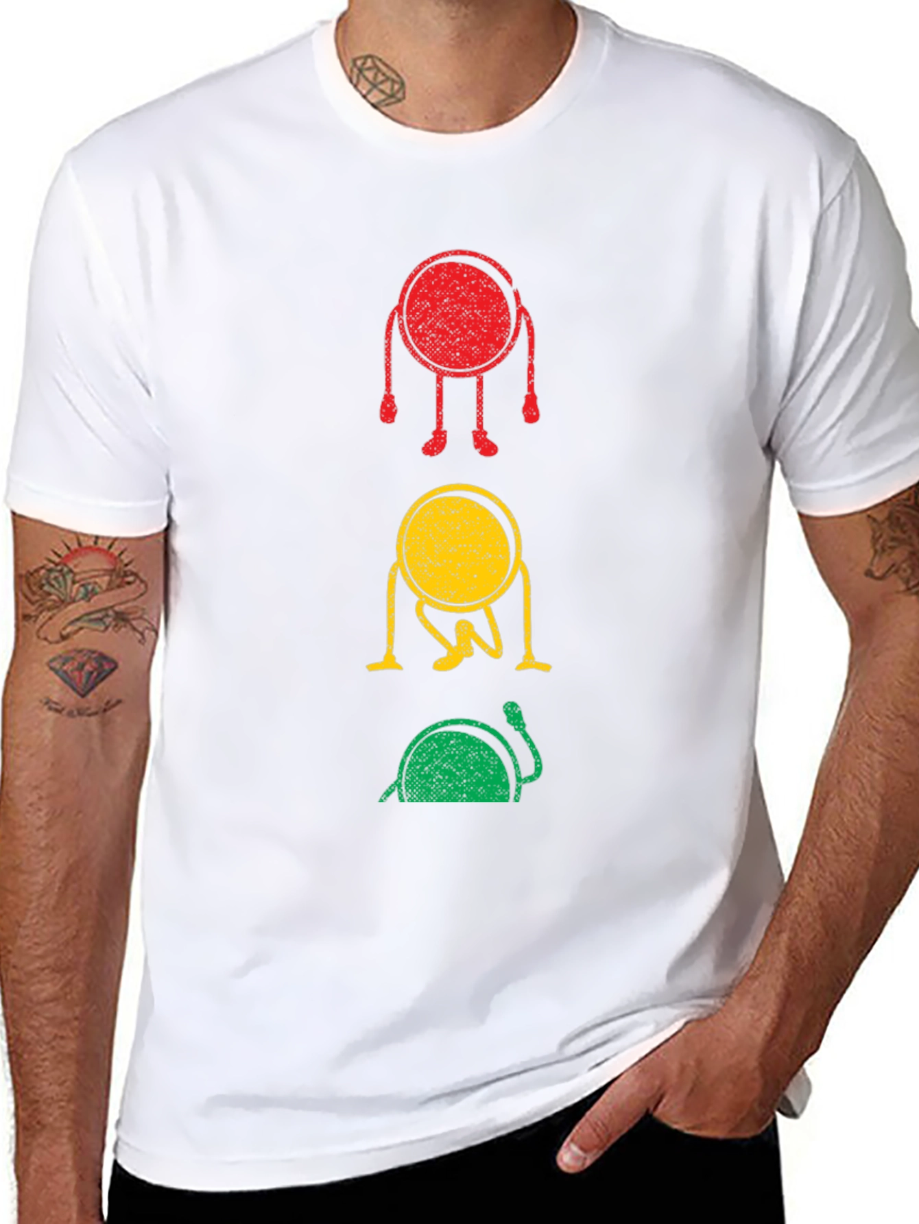 Funny Traffic Light Graphic Tee - Black - 8