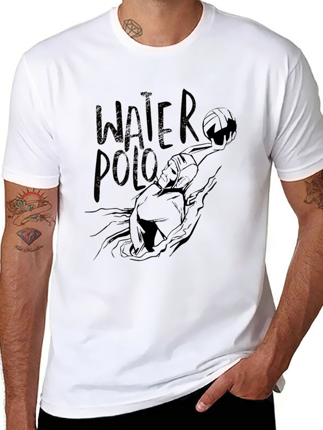 Black Water Polo Graphic T-Shirt - Cool Sports Design view 8