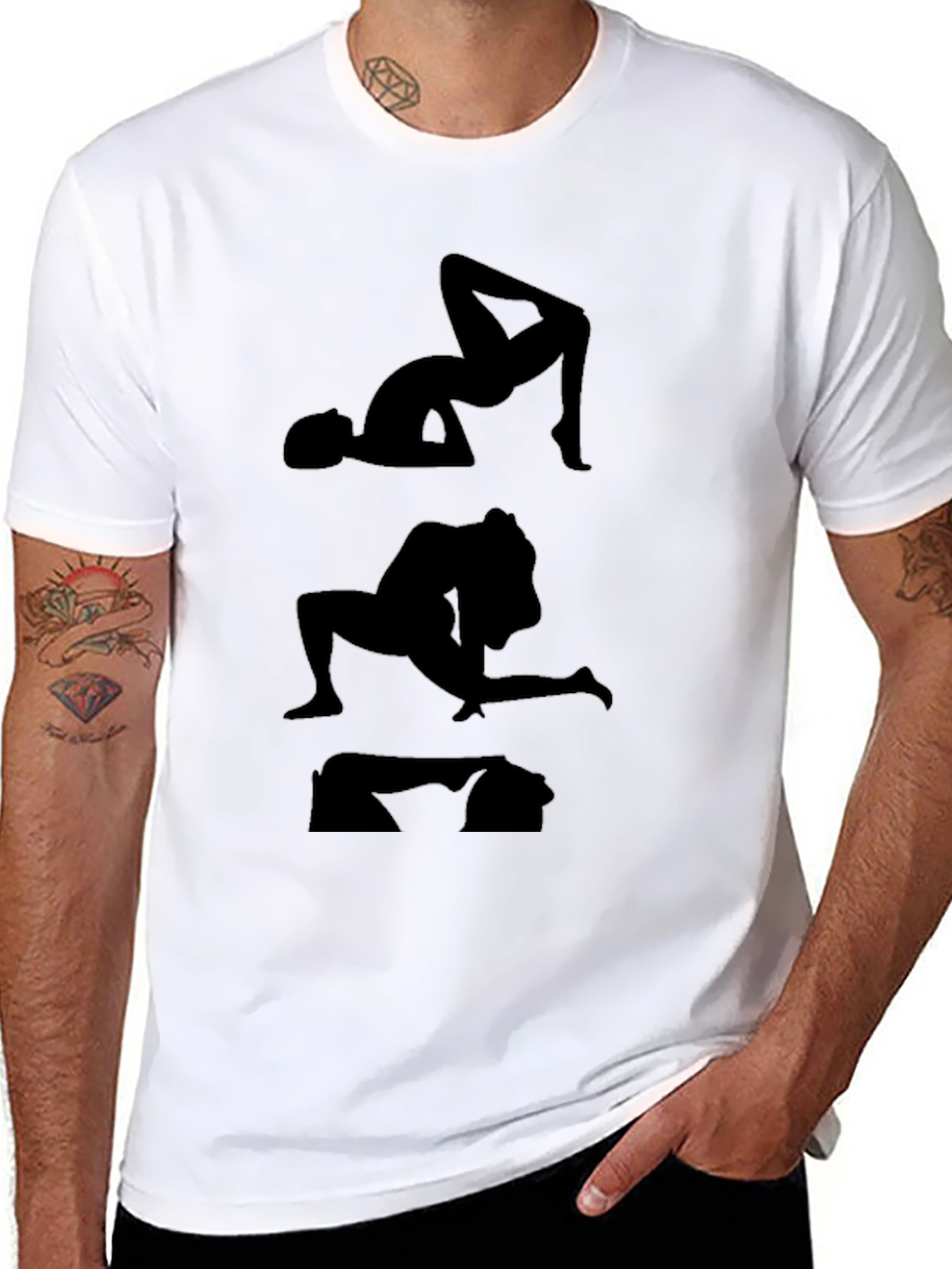 Black Silhouette Yoga Pose Graphic Tee - Black view 8