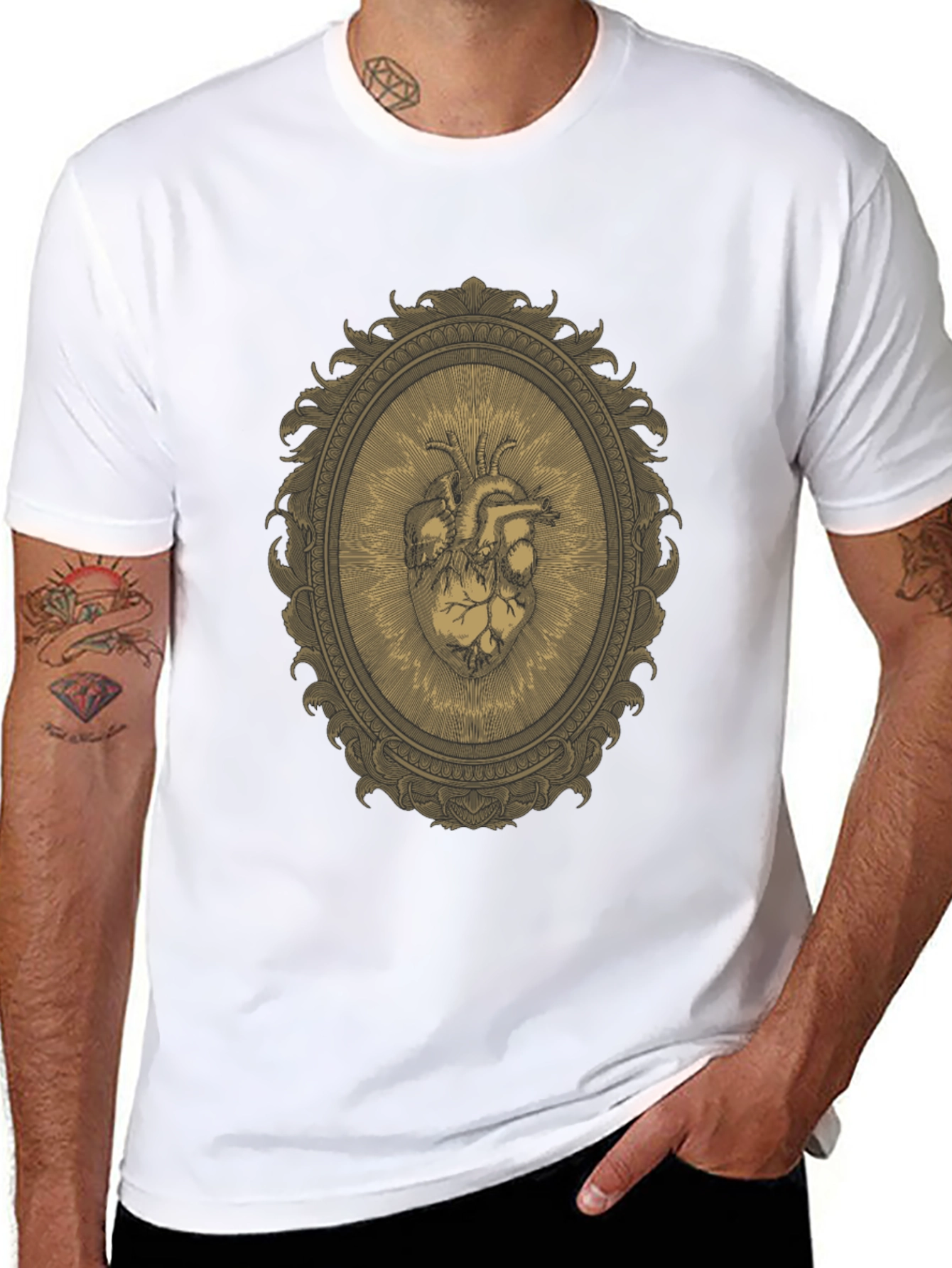 Black Anatomical Heart Framed Graphic Tee - Unique Design view 8