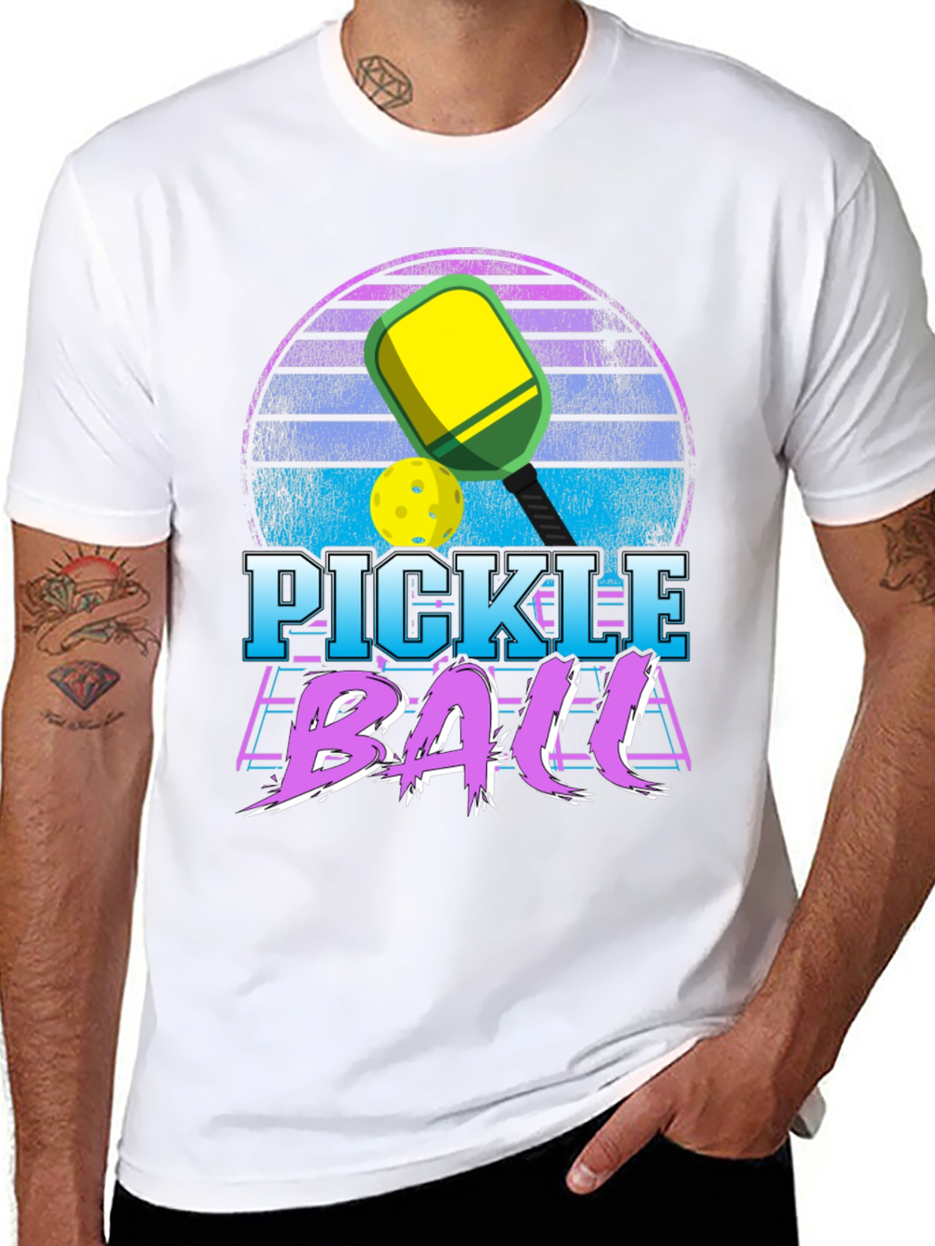 Black Retro Pickleball Graphic T-Shirt view 8