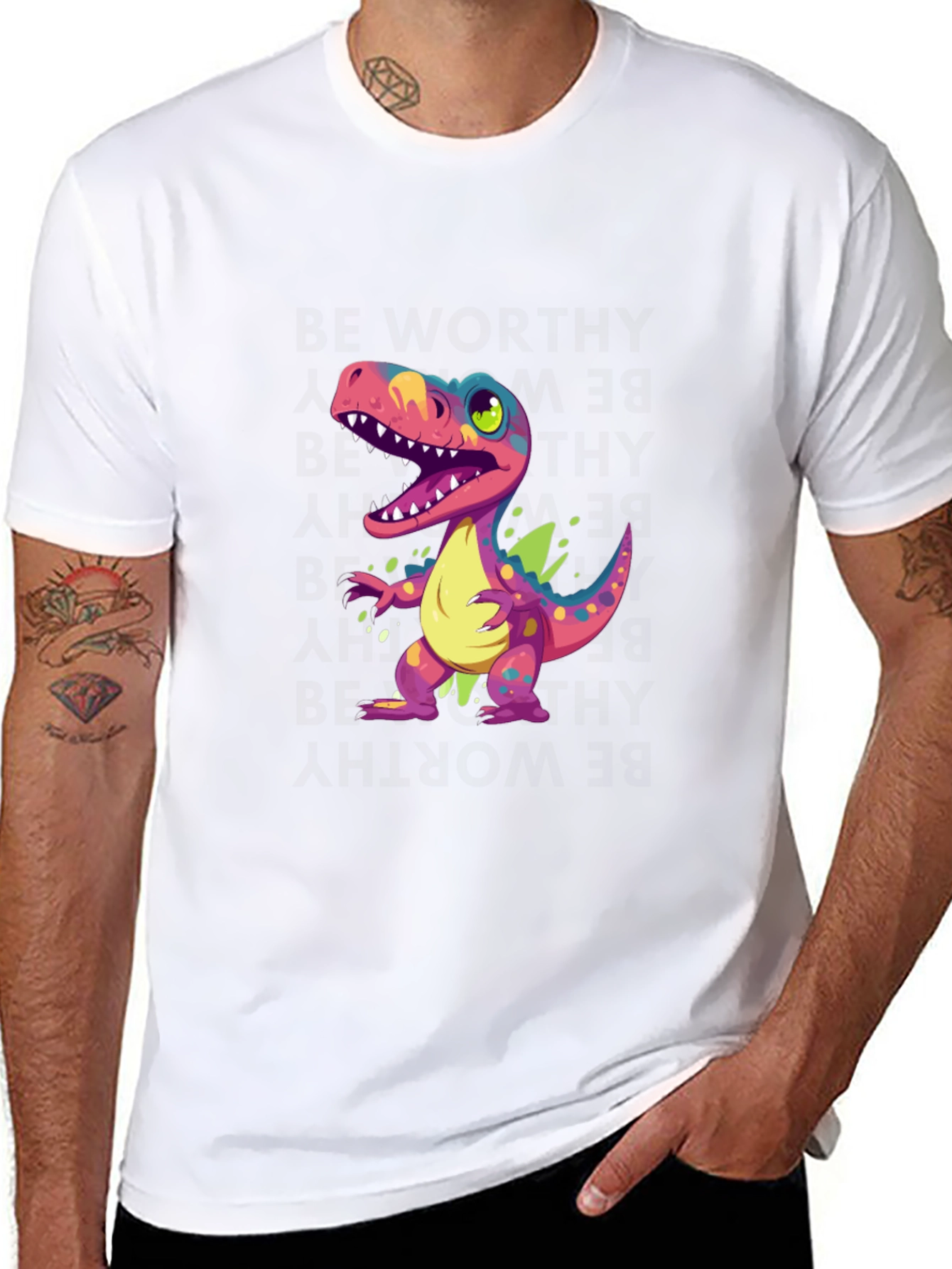 Black Cartoon Dinosaur Graphic Tee view 8