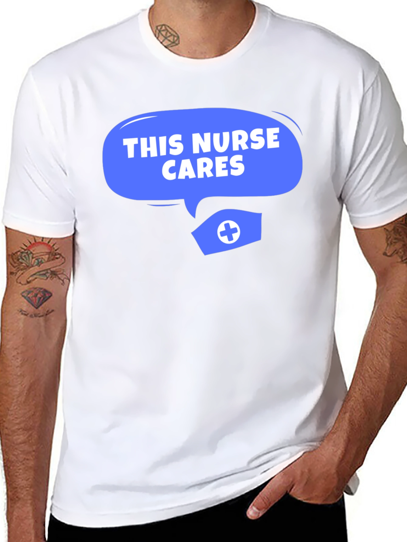Black This Nurse Cares T-Shirt - Comfortable Black Tee view 8
