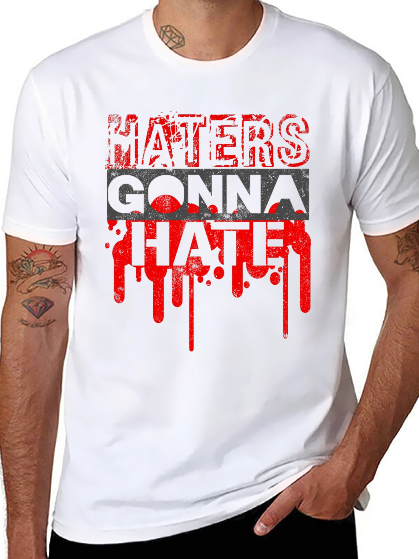 Black Haters Gonna Hate Graphic Tee - Men's Black T-Shirt view 8