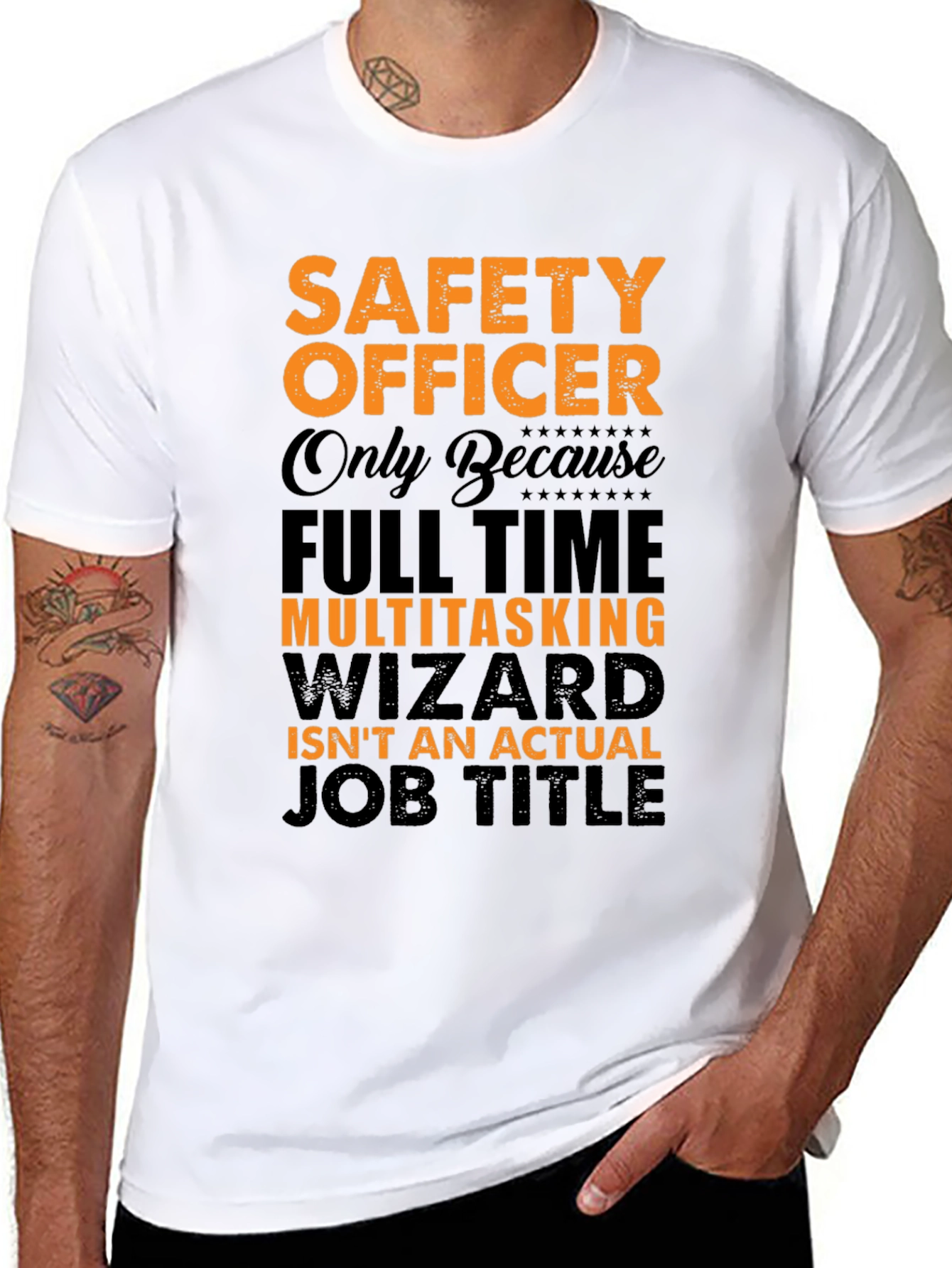 Black Safety Officer Multitasking Wizard T-Shirt view 8