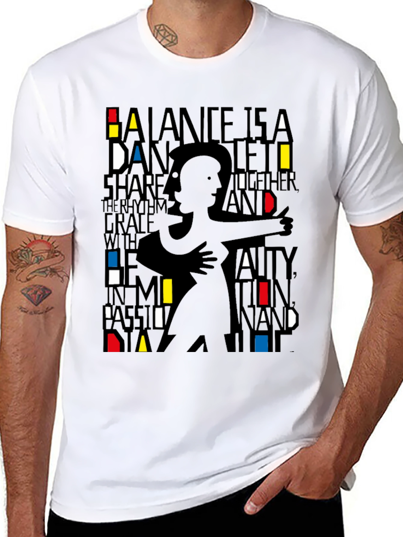Black Modern Art Dance Silhouette Graphic Tee - Unisex view 8