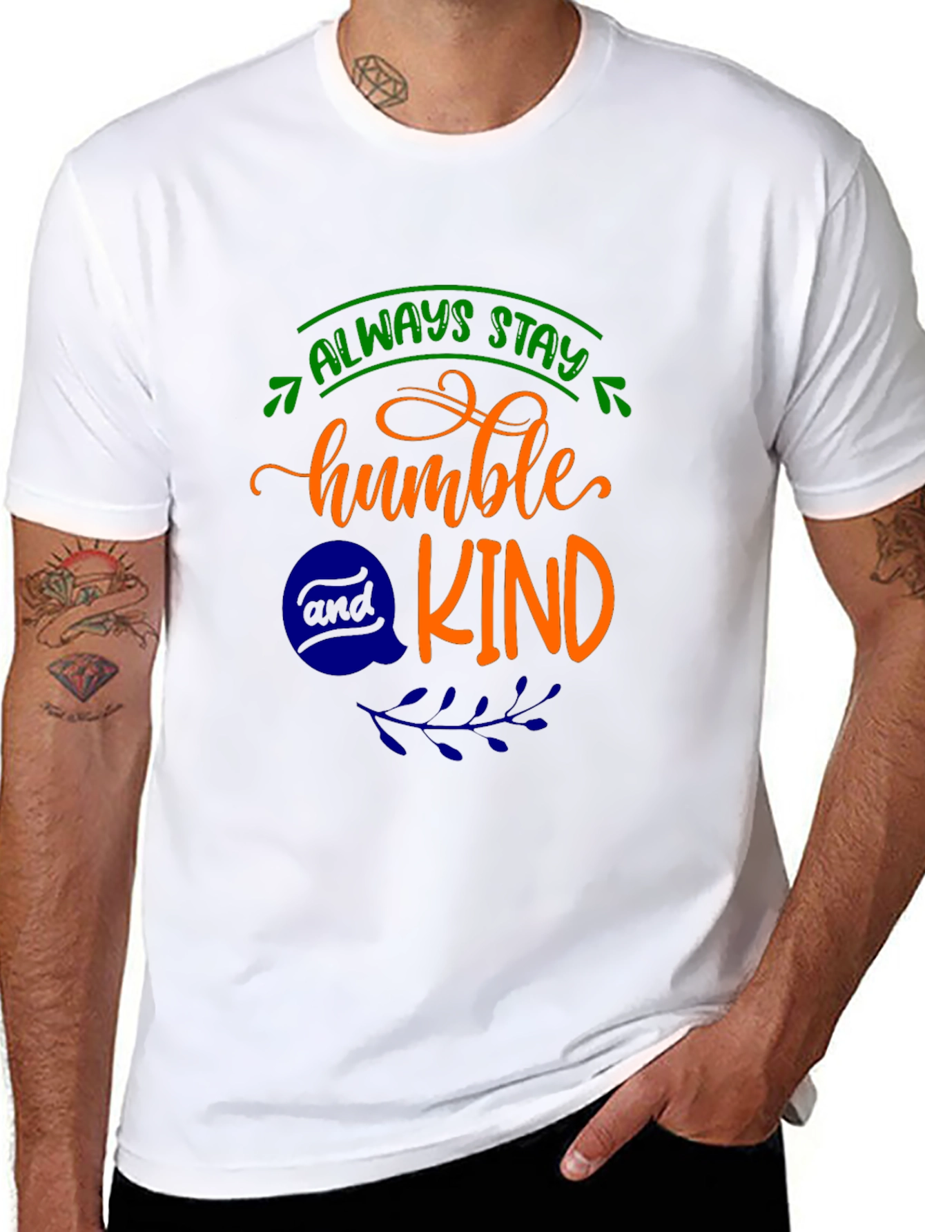 Black Always Stay Humble Kind Black Graphic Tee view 8