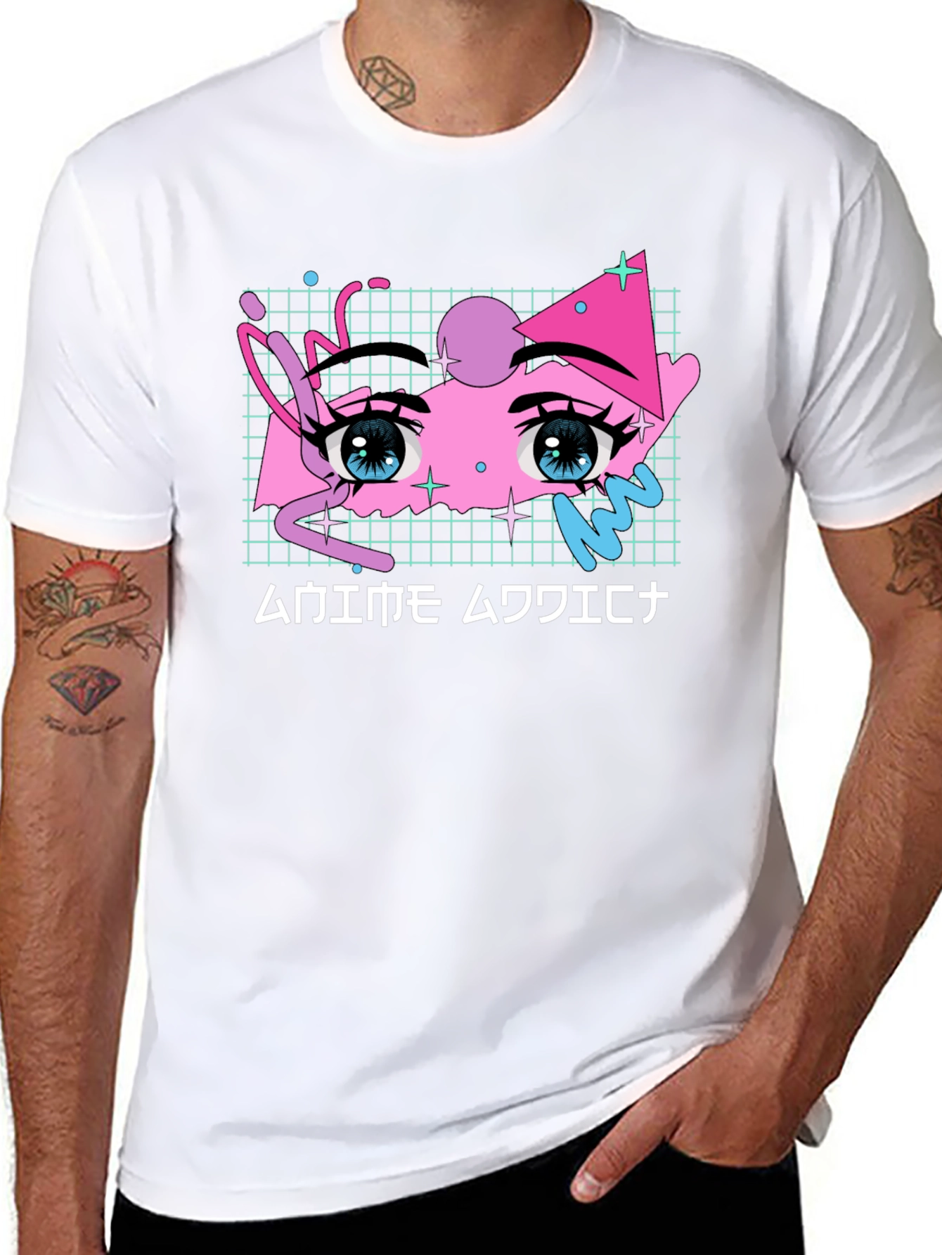 Black Anime Eyes Graphic Tee - Vaporwave Aesthetic Shirt view 8