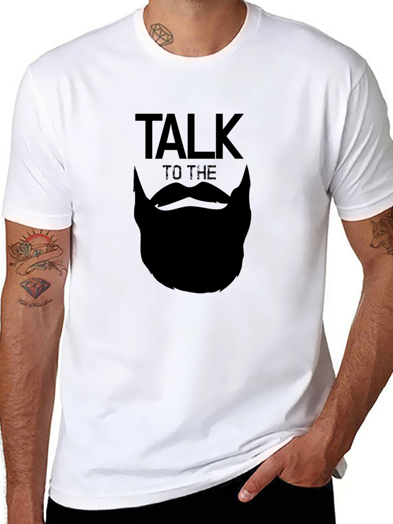 Black Talk to the Beard T-Shirt - Black Graphic Tee view 8