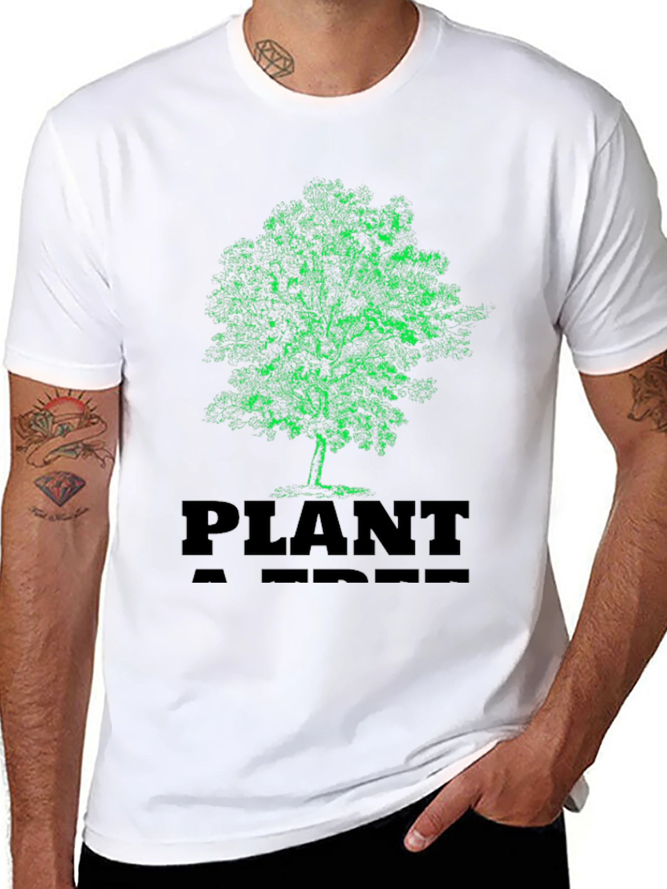 Black Plant A Tree Black Graphic T-Shirt view 8