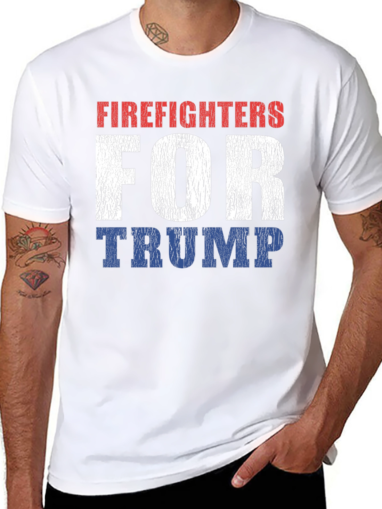 Black Firefighters For Trump Graphic T-Shirt view 8