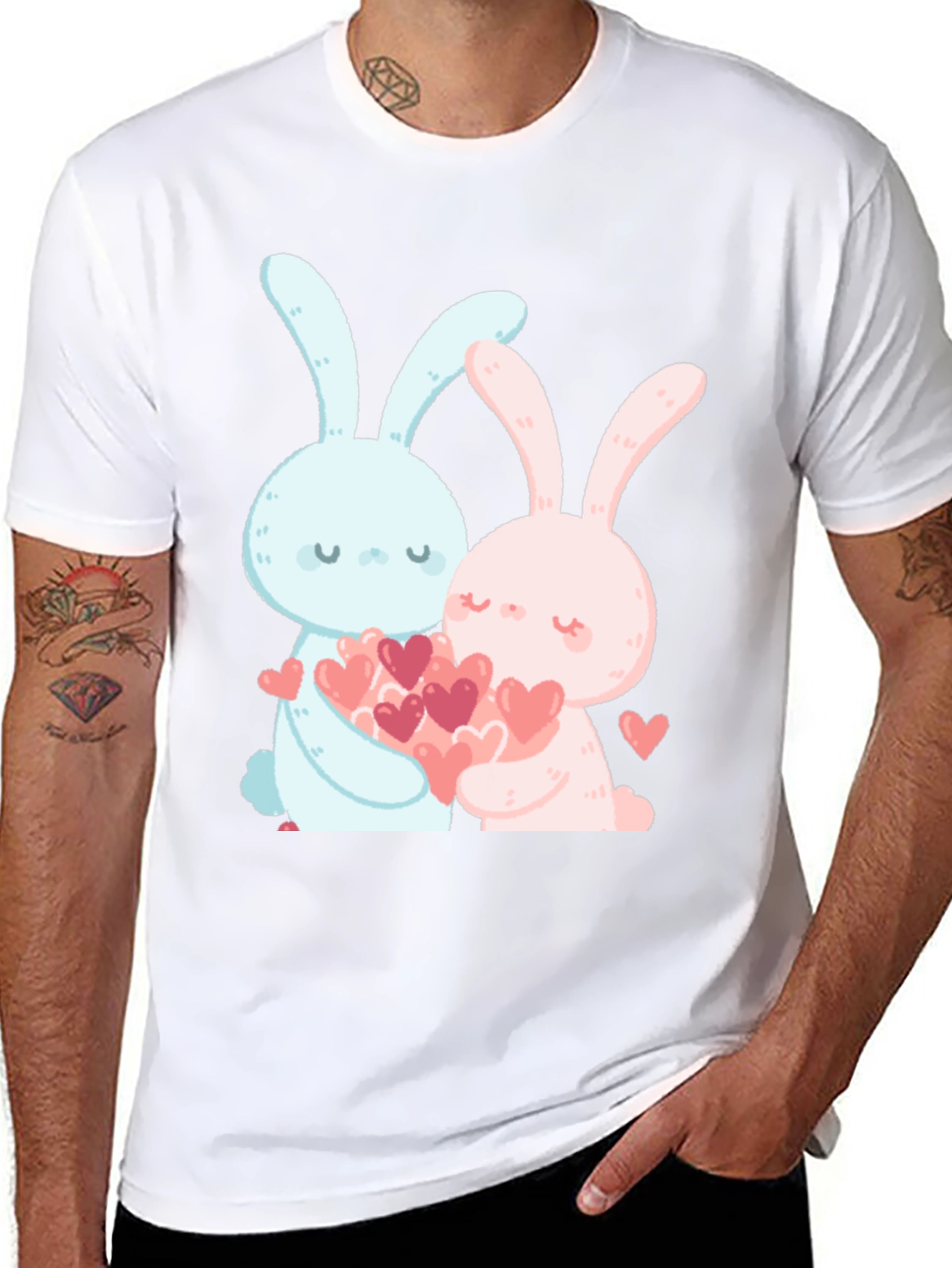 Black Valentine's Day Bunny Heart T-Shirt view 8