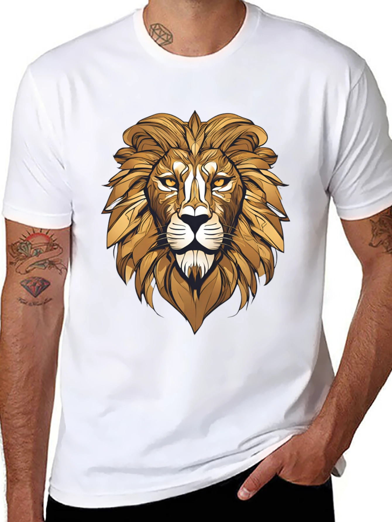 Black Bold Lion Graphic Tee - Black Cotton Blend view 8