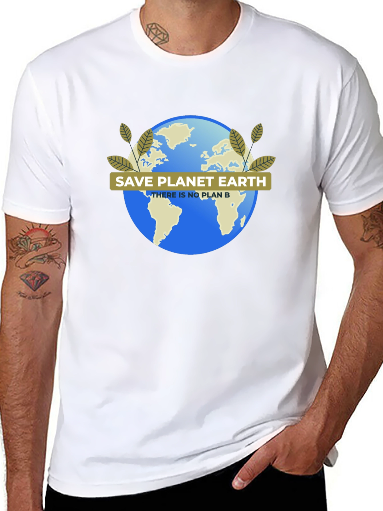 Black Save Planet Earth T-Shirt - Eco-Friendly Design view 8