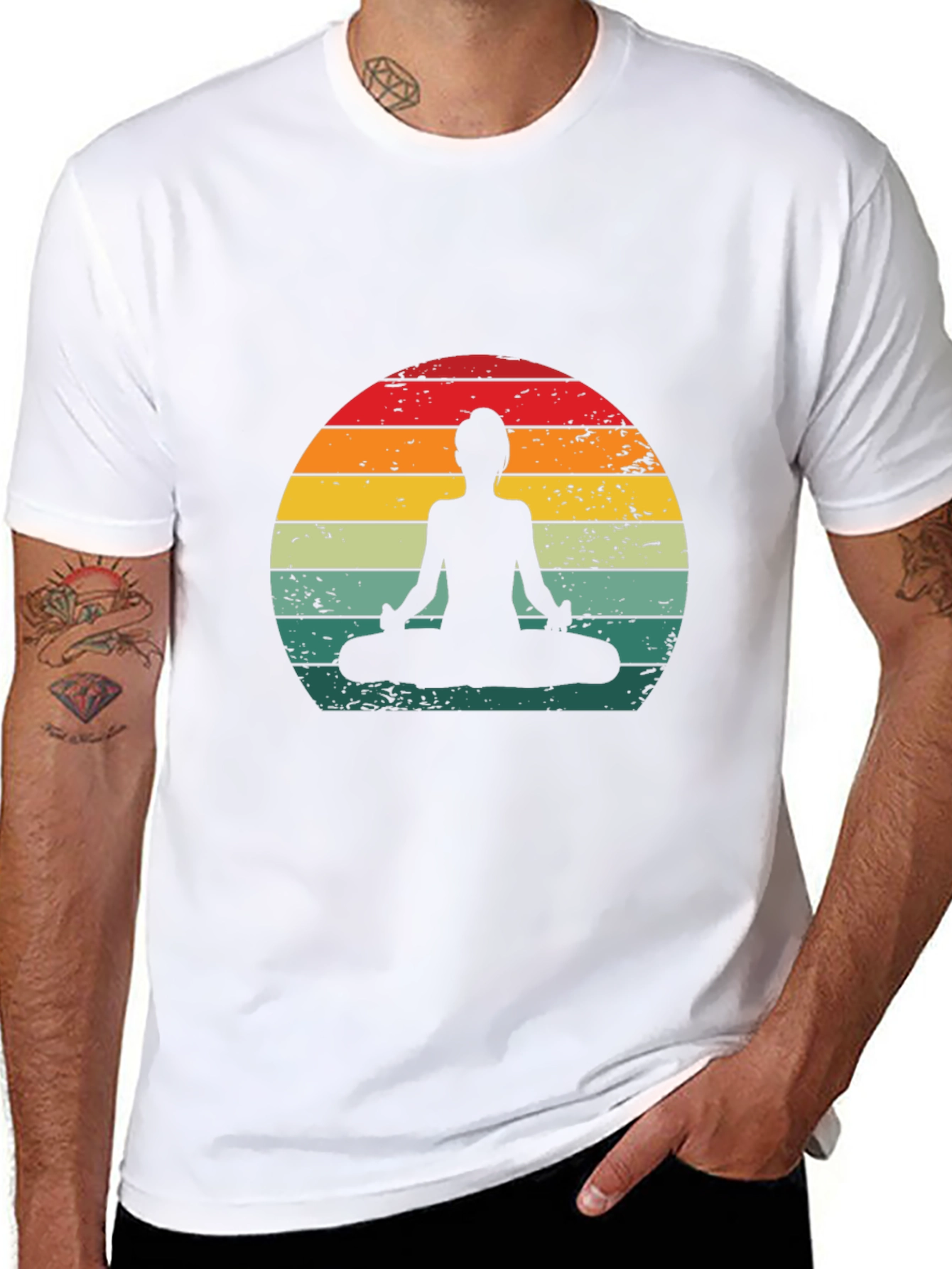 Black Retro Yoga Silhouette T-Shirt view 8