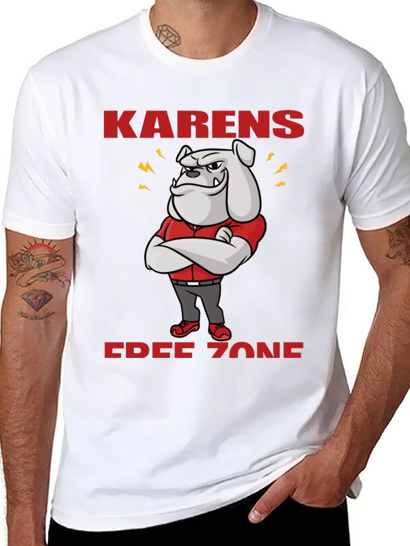 Black Karens Free Zone Bulldog T-Shirt view 8
