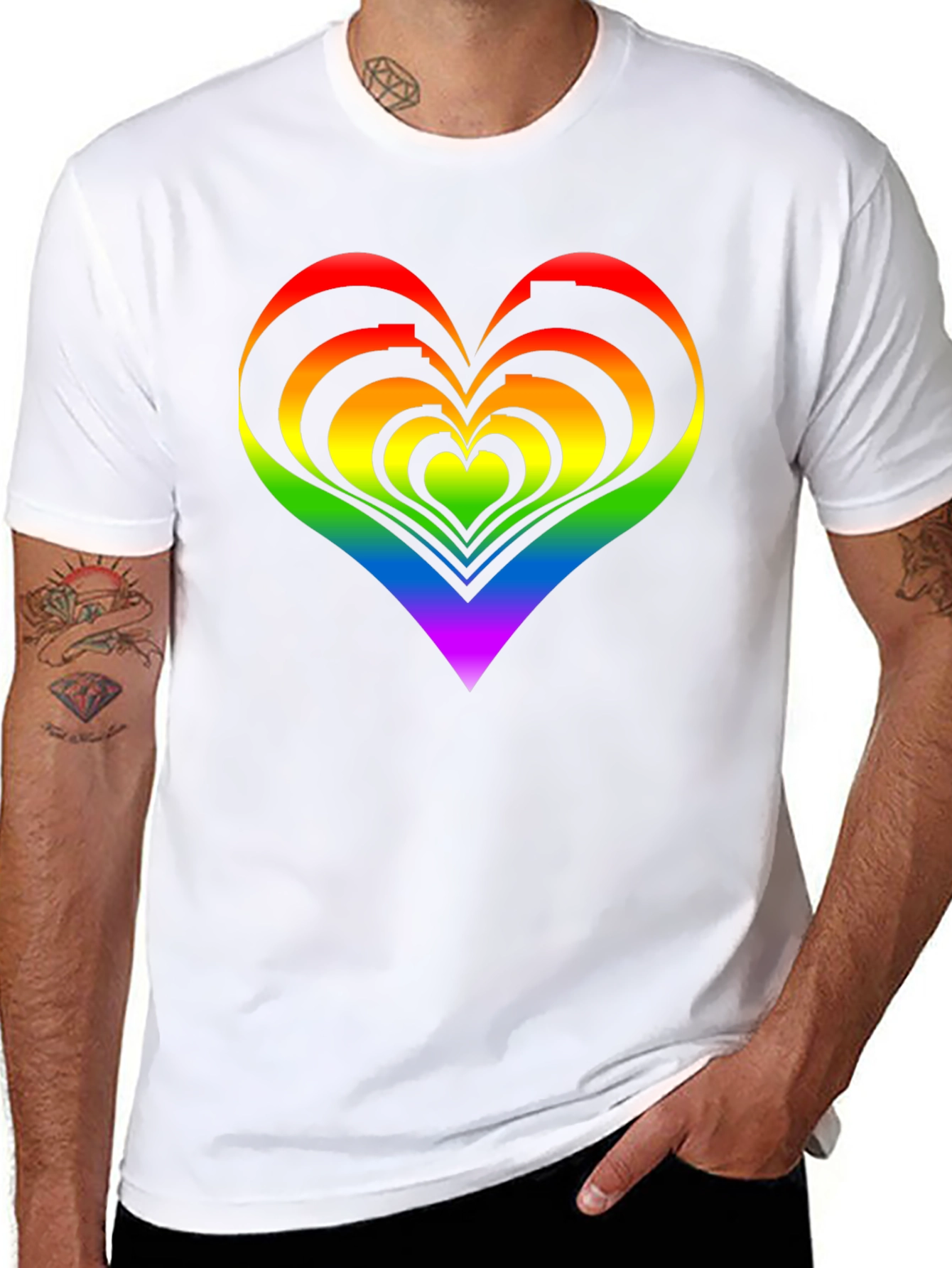 Black Rainbow Heart Graphic Tee - Pride Apparel view 8