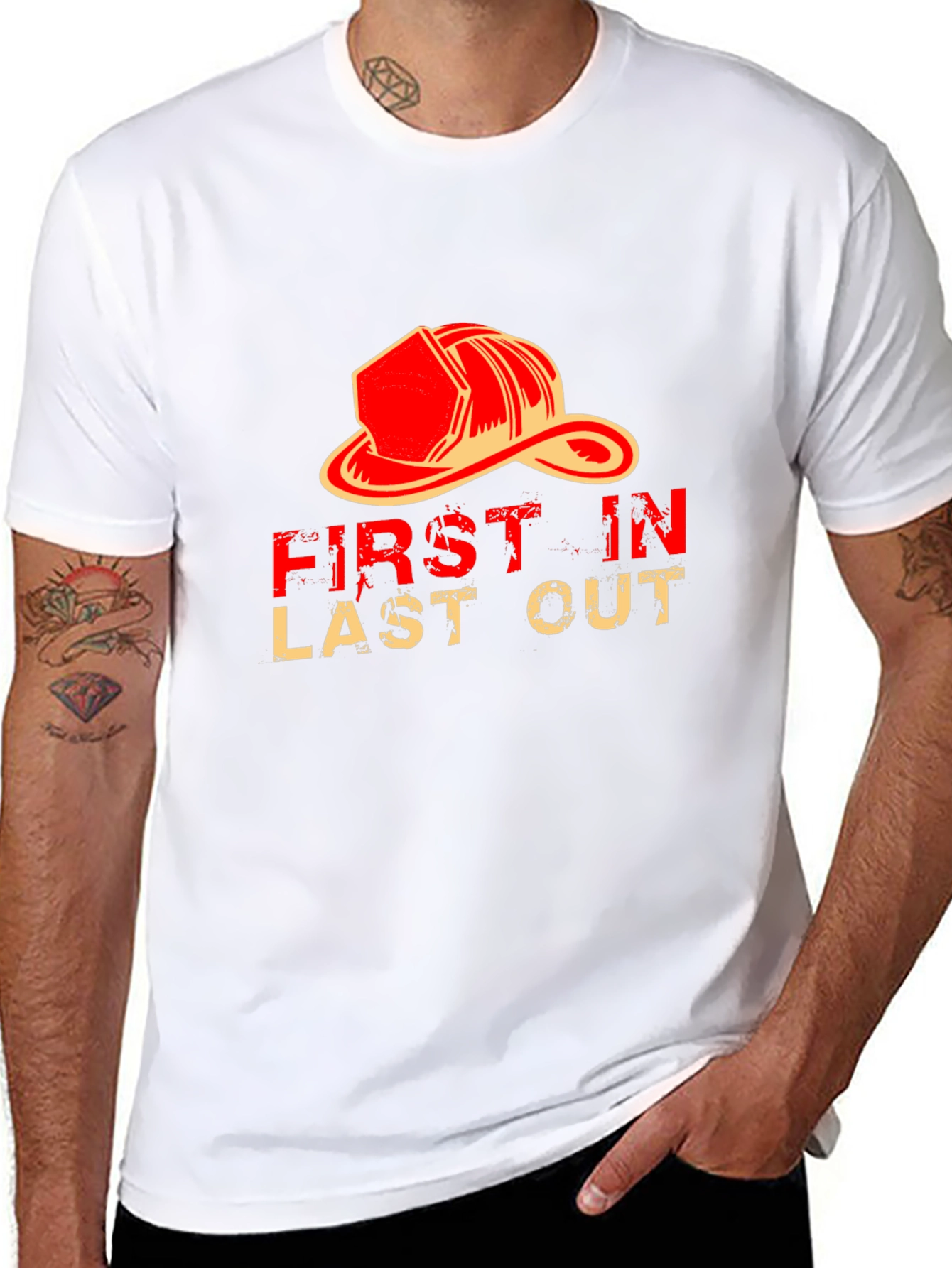 Black Firefighter Graphic T-Shirt - First In Last Out view 8