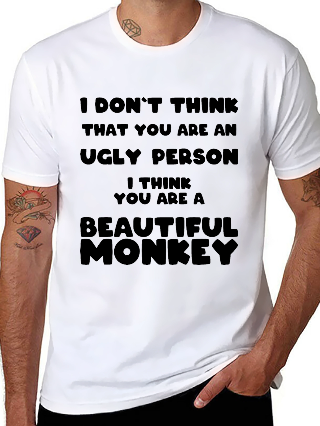 Black Funny Monkey Graphic T-Shirt view 8