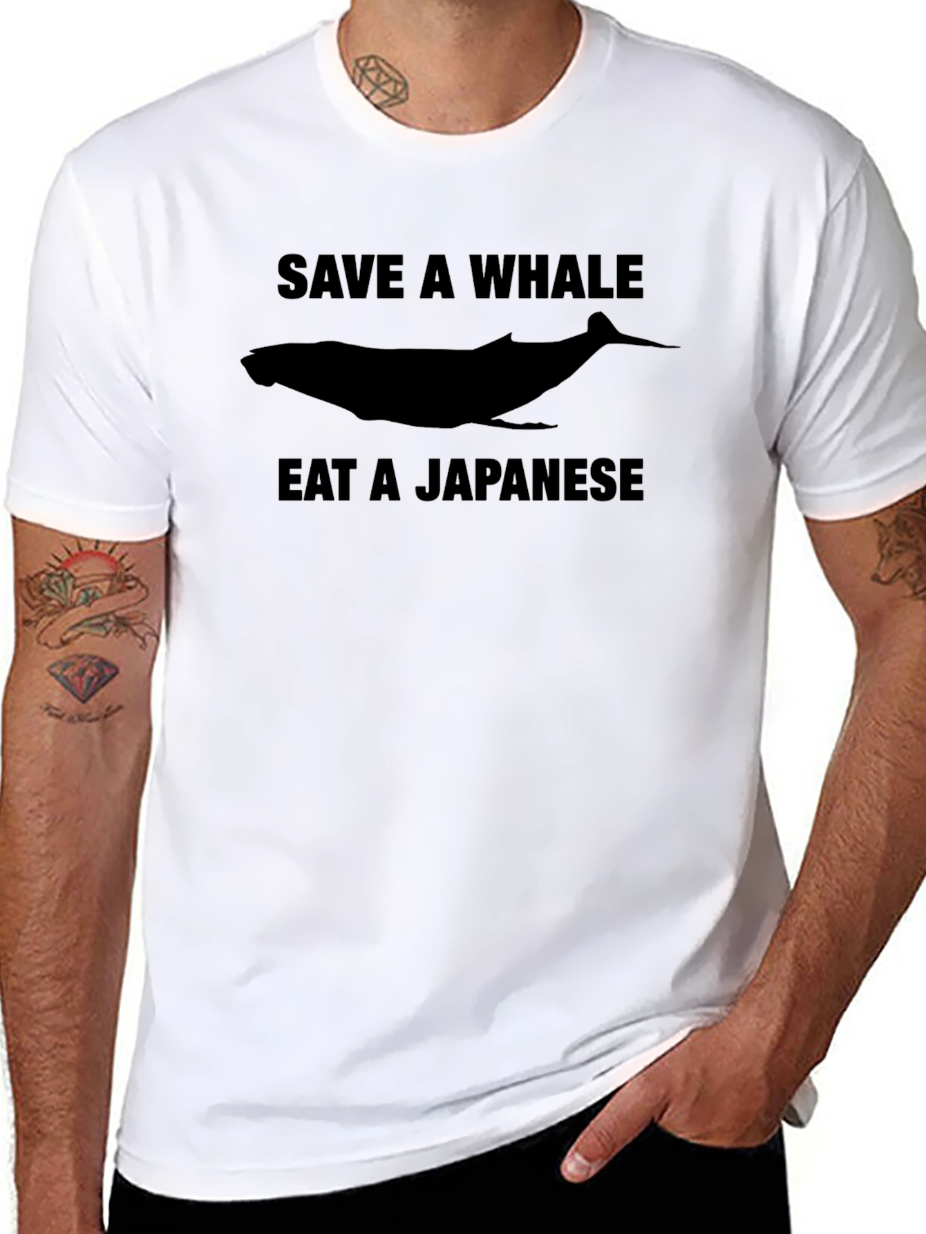Black Humorous "Save a Whale" Graphic T-Shirt view 8