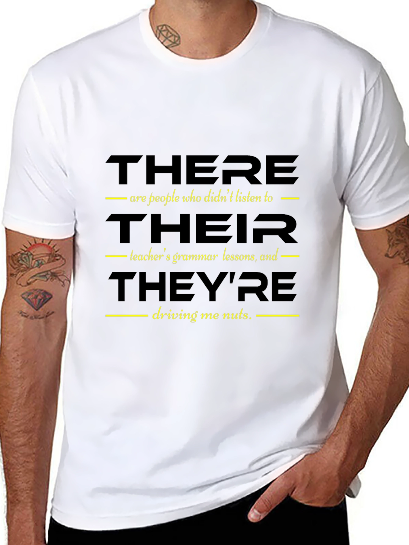 Black Grammar Humor T-Shirt - There/Their/They're view 8
