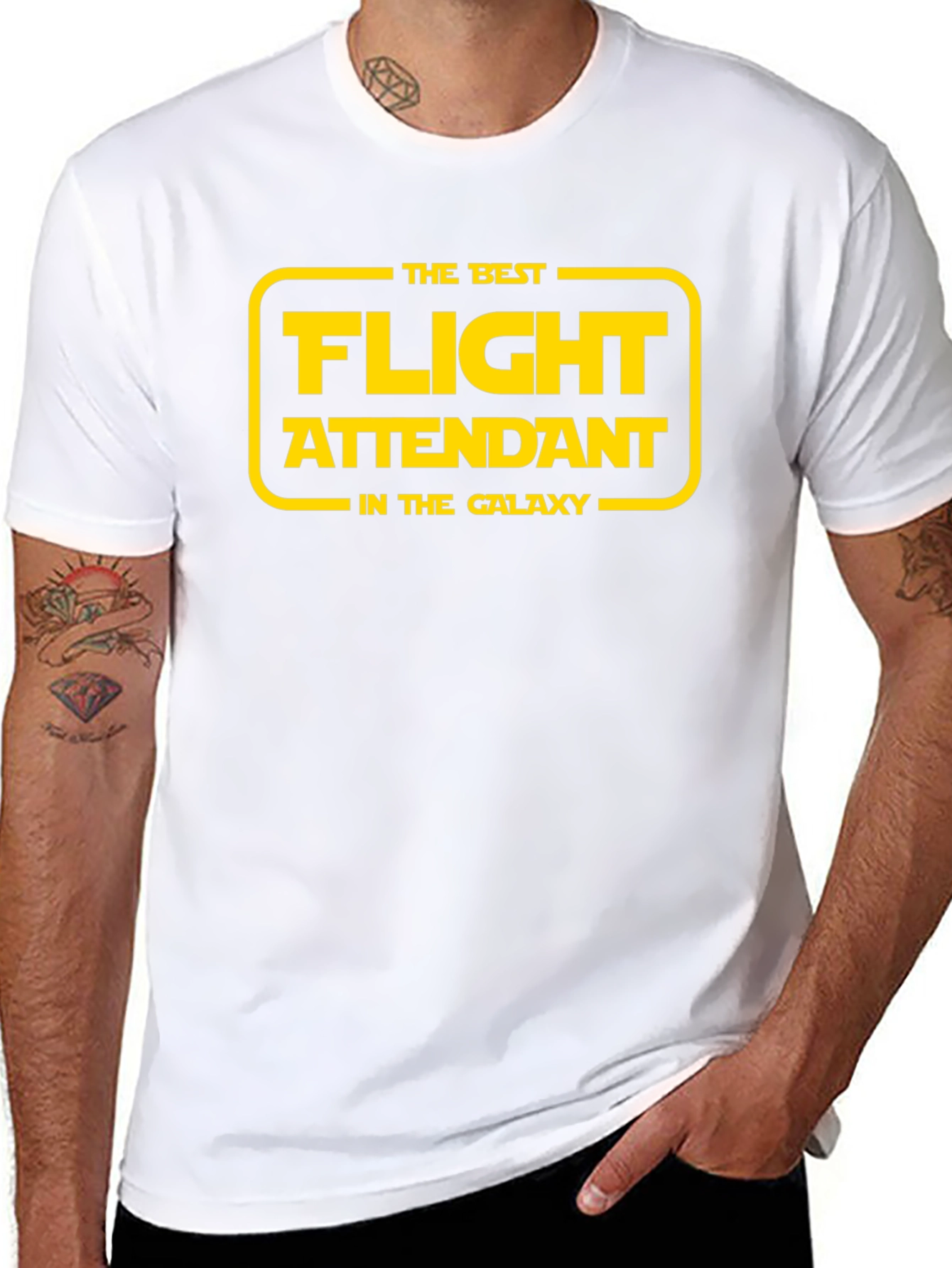 Black Best Flight Attendant Galaxy T-Shirt view 8