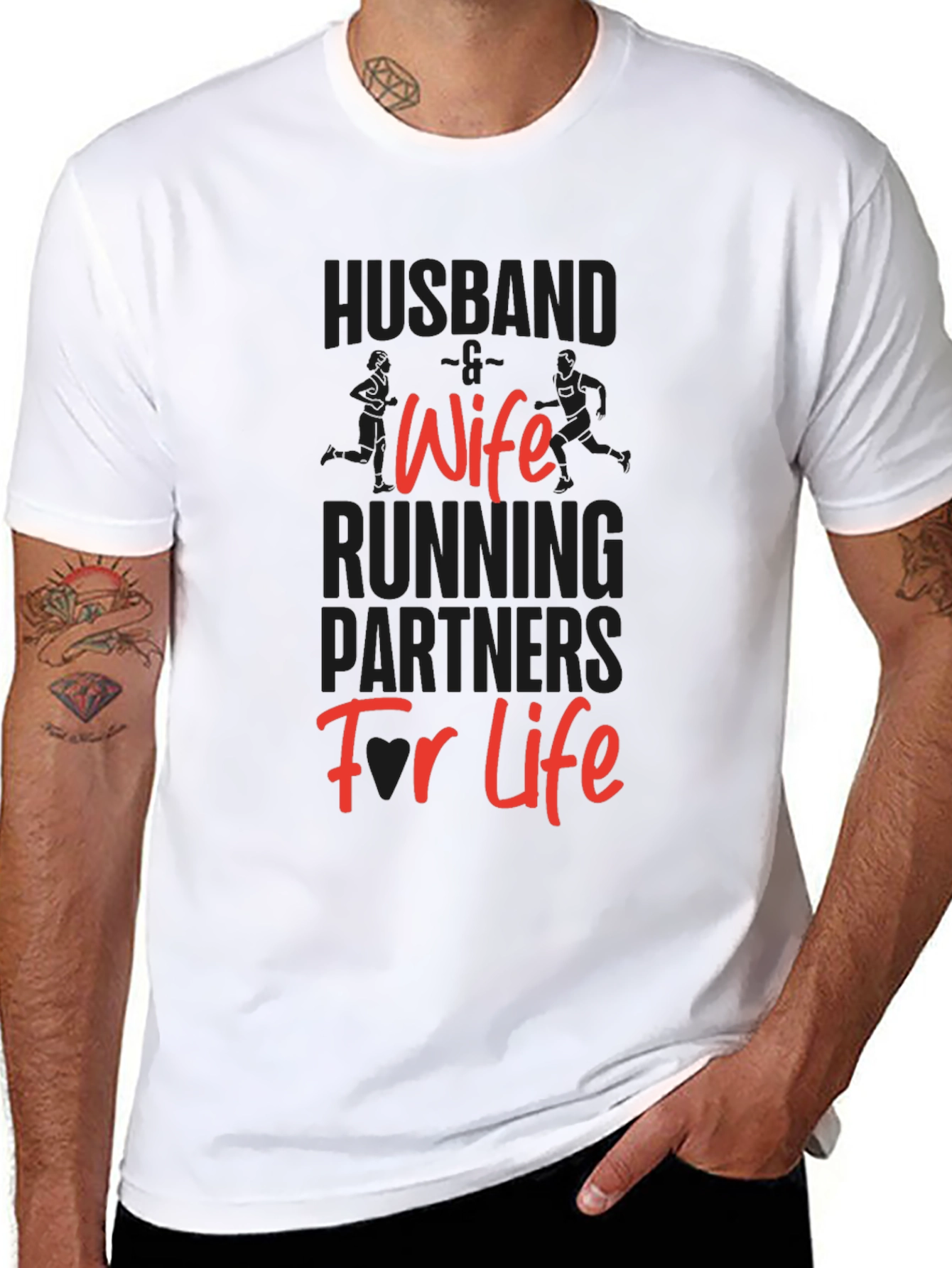 Black Husband Wife Running Partners T-Shirt view 8