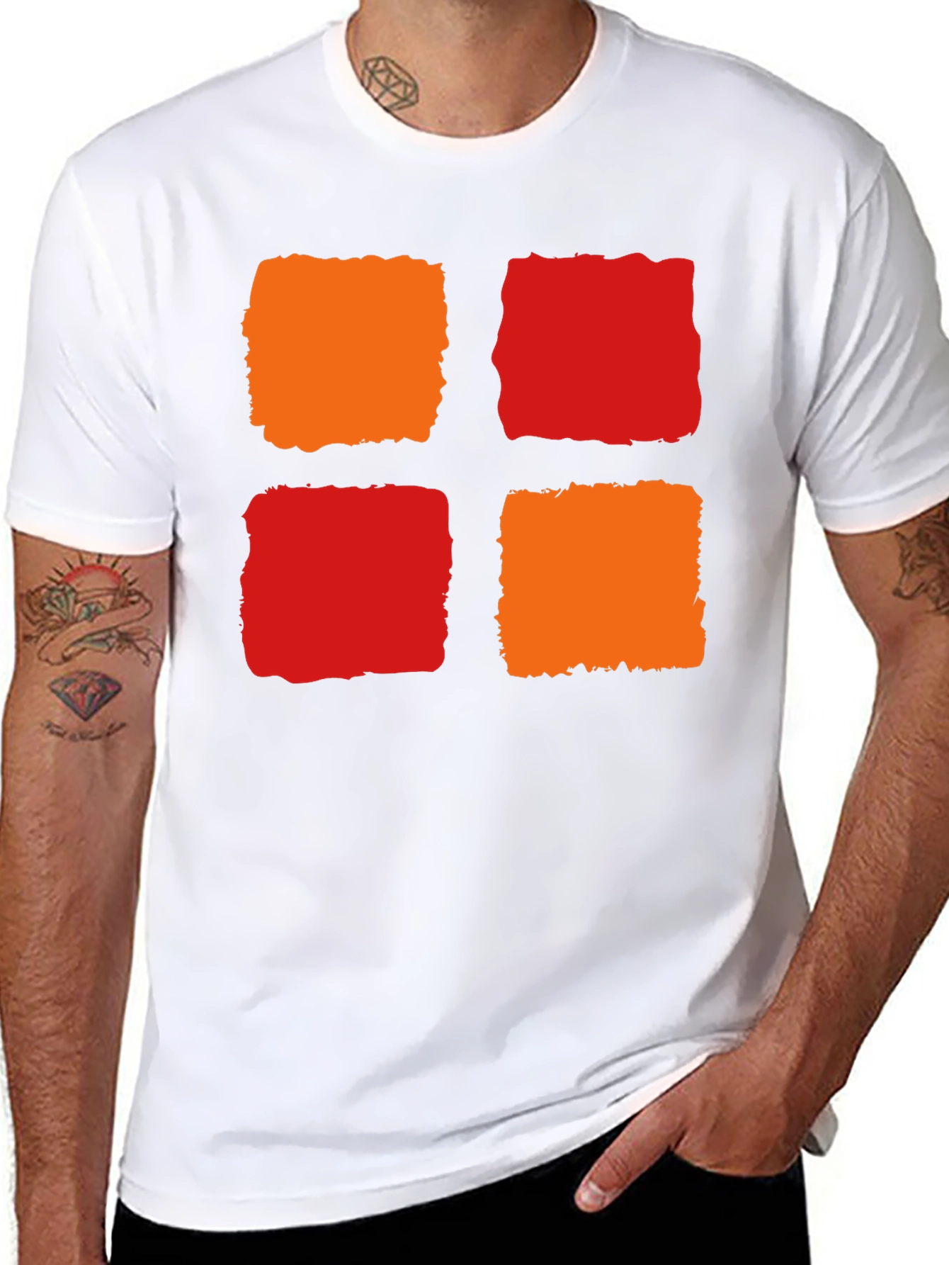 Black Abstract Block Print T-Shirt - Modern Graphic Tee view 8