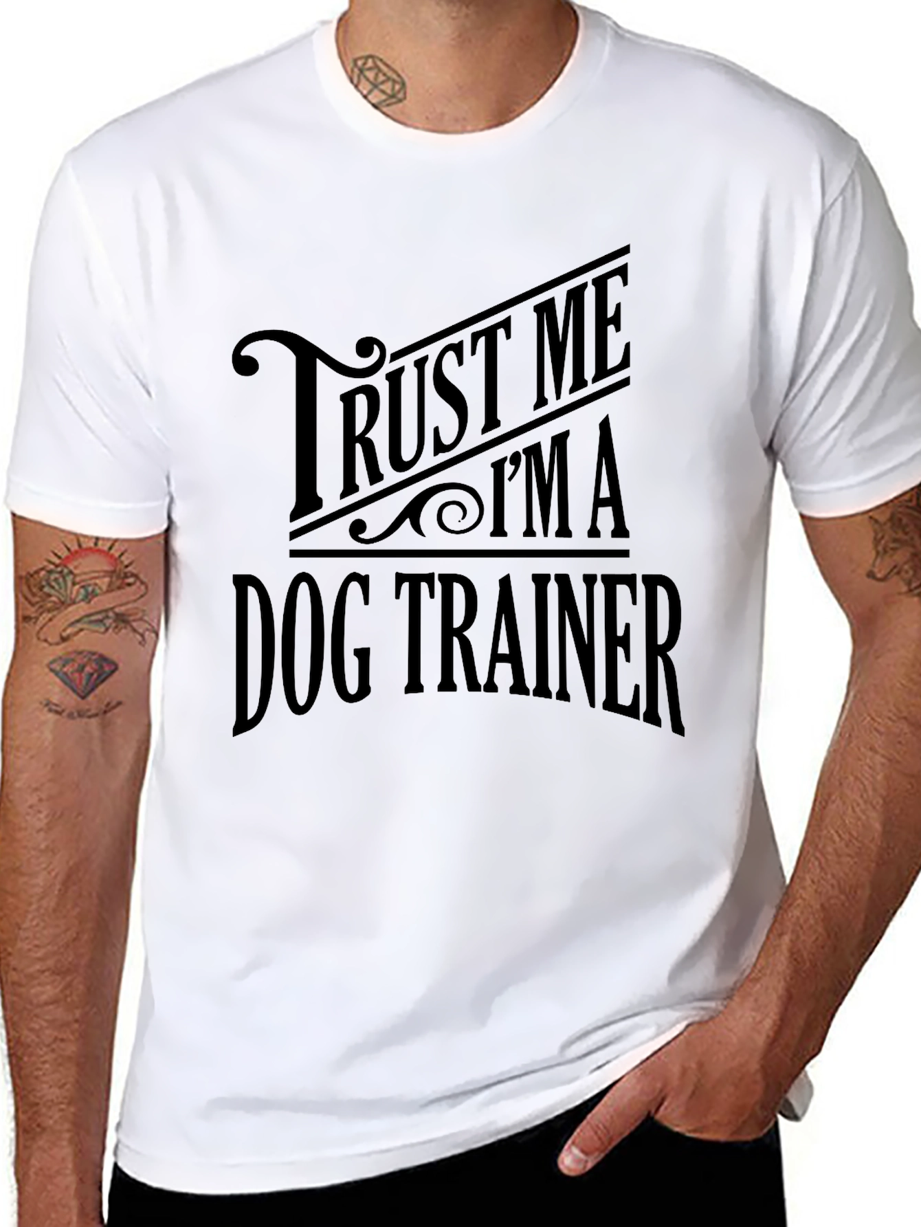 Black Trust Me I'm A Dog Trainer Black T-Shirt view 8