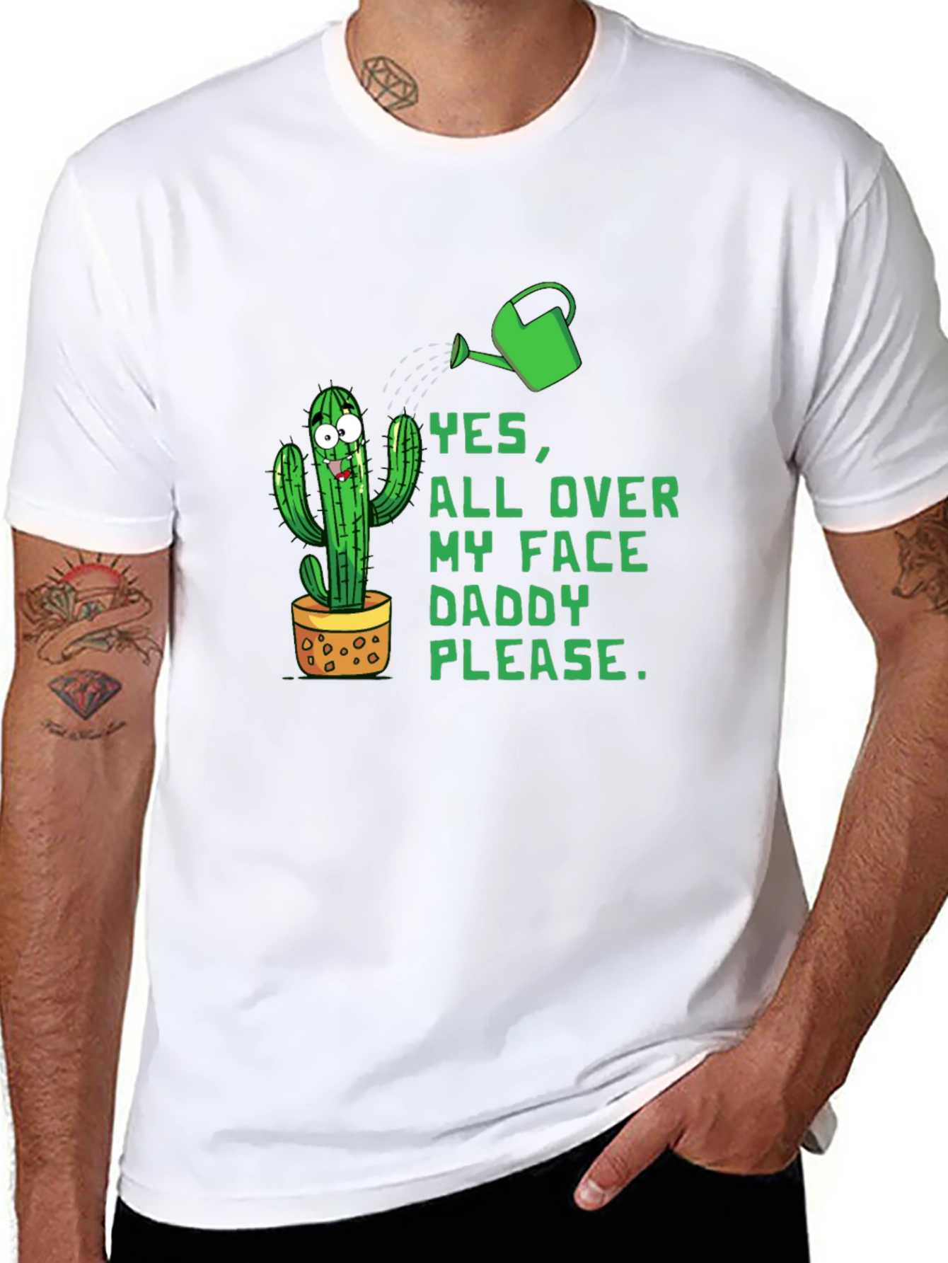 Black Funny Cactus Graphic Tee - Yes, All Over My Face Daddy Please view 8