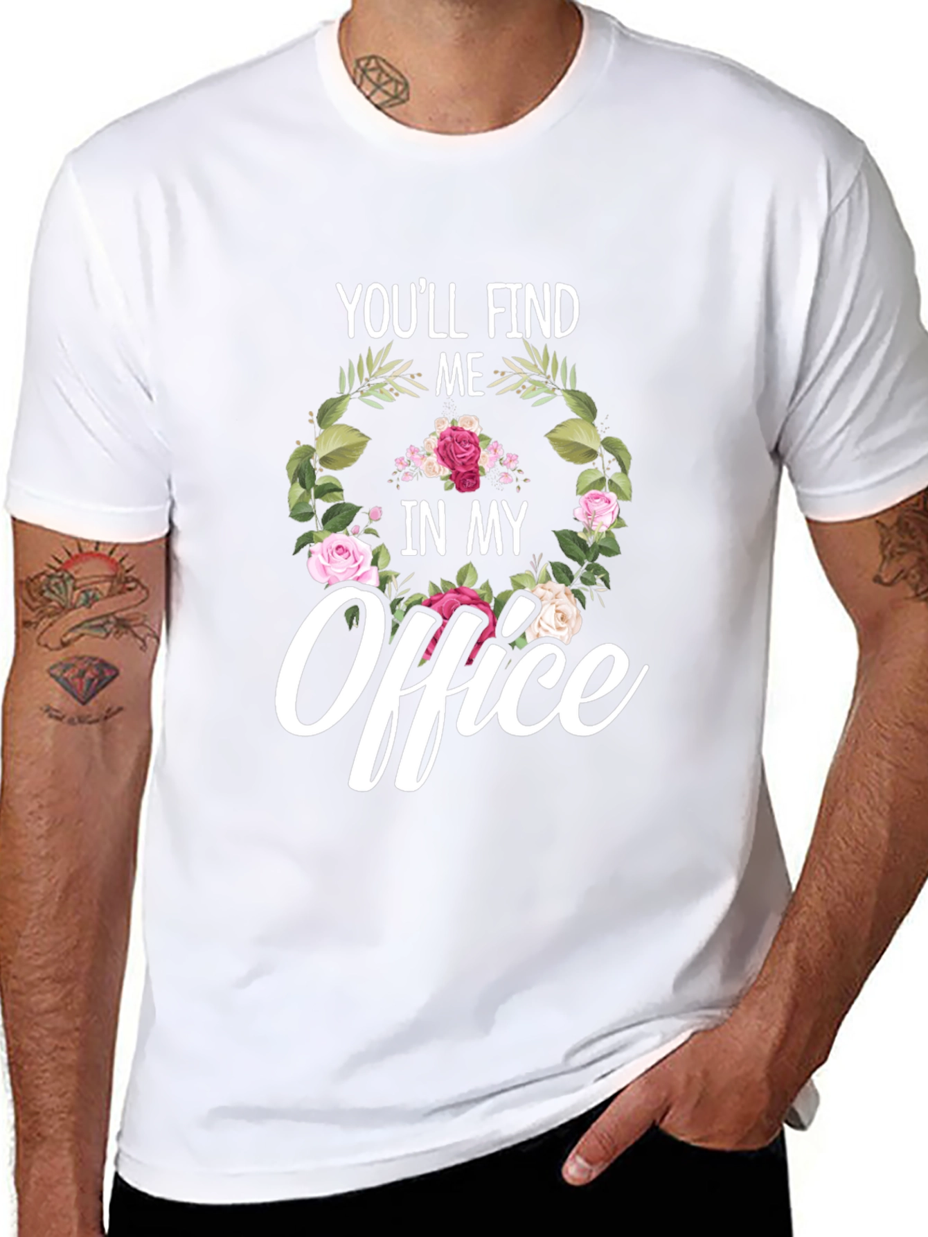 Black Floral Office T-Shirt view 8