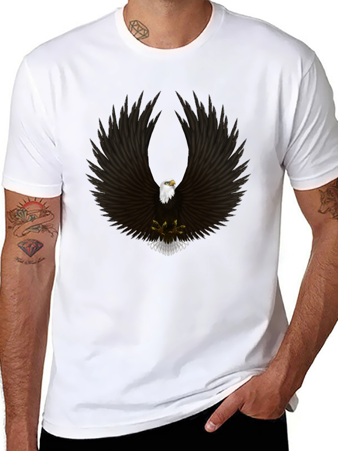 Black Eagle Wings Graphic Tee - Black Cotton Blend view 8
