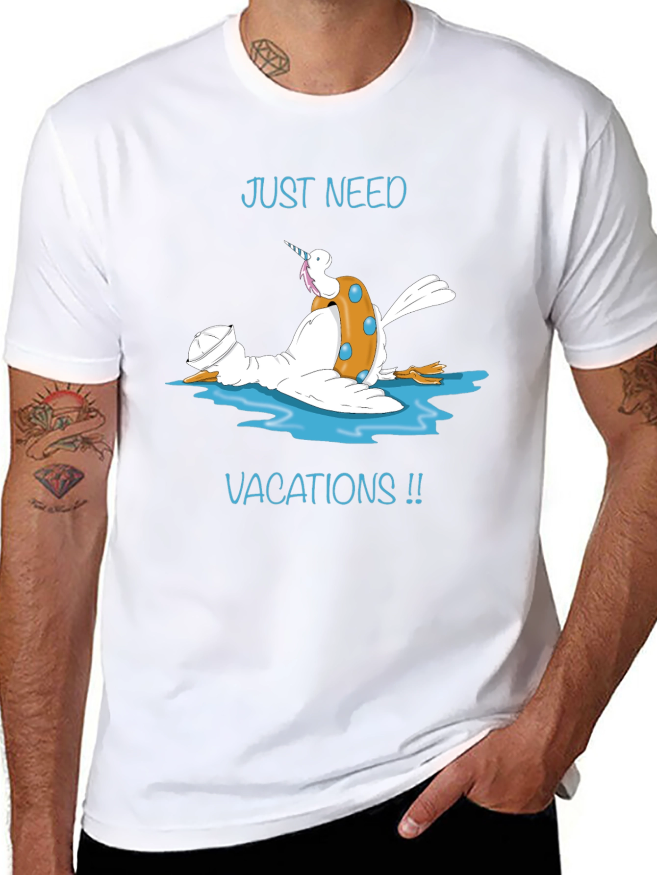 Black Just Need Vacations Duck T-Shirt view 8