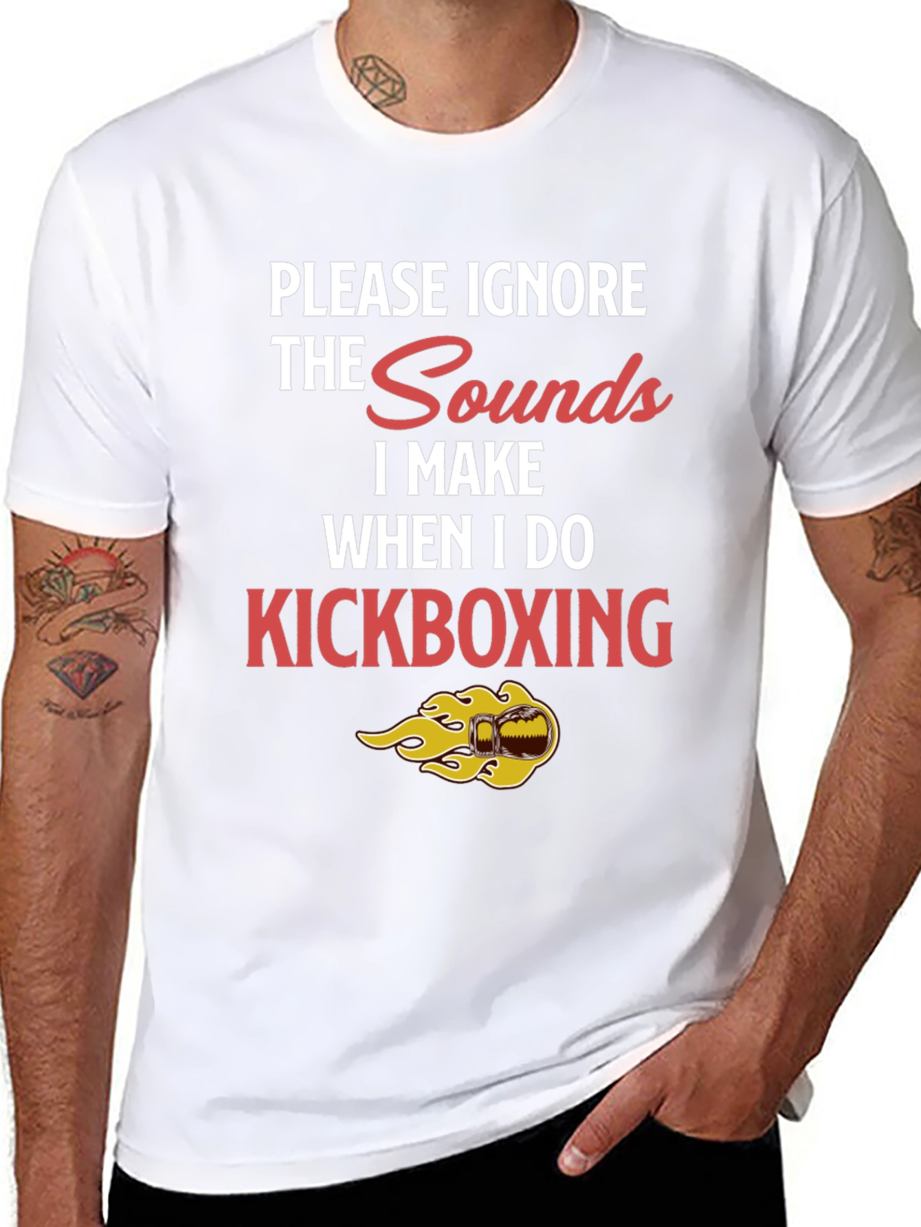 Black Kickboxing Sounds Funny Graphic Tee - Black view 8
