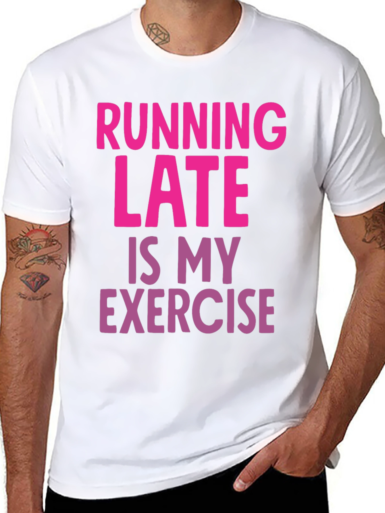 Black Funny Running Late Exercise Graphic T-Shirt view 8
