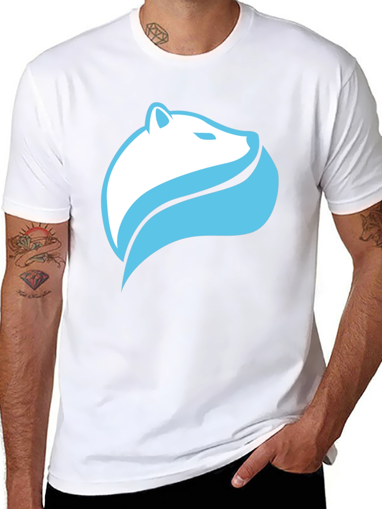 Black Cool Graphic Tee - Stylized Polar Bear Design view 8