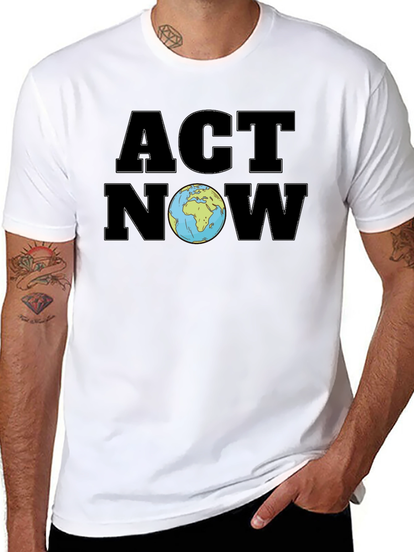 Black Act Now Earth T-Shirt view 8