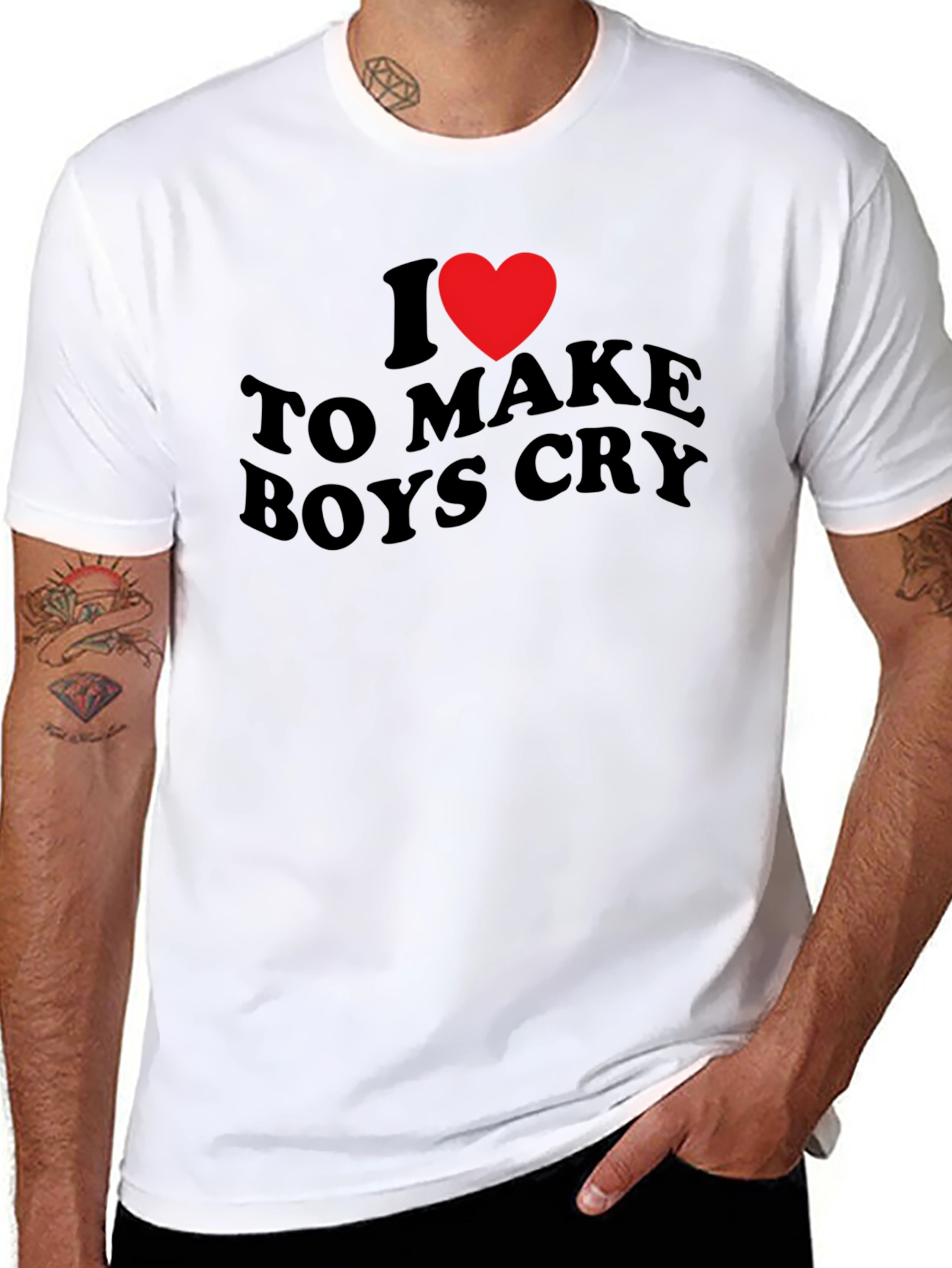 Black I Heart to Make Boys Cry Black T-Shirt view 8