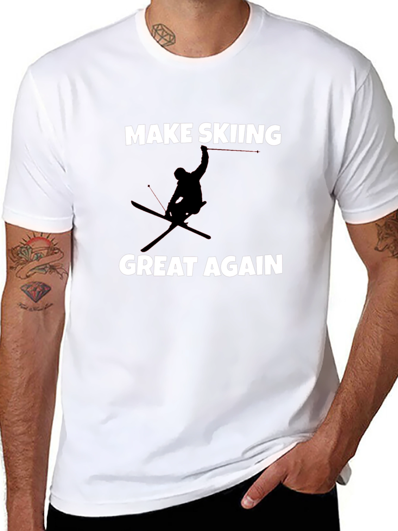 Black Make Skiing Great Again Graphic Tee view 8