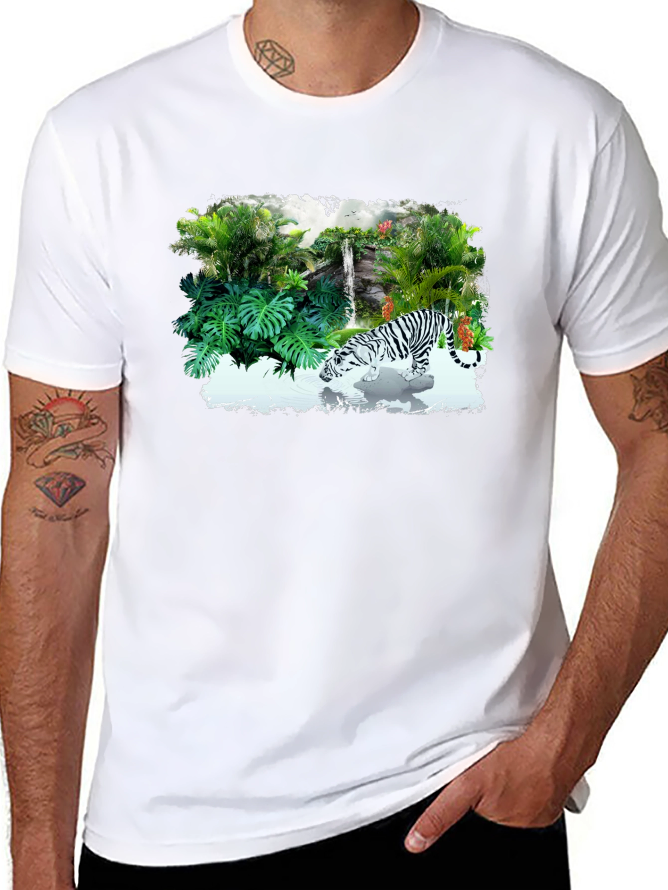 Black Jungle Tiger Graphic Tee - Black view 8