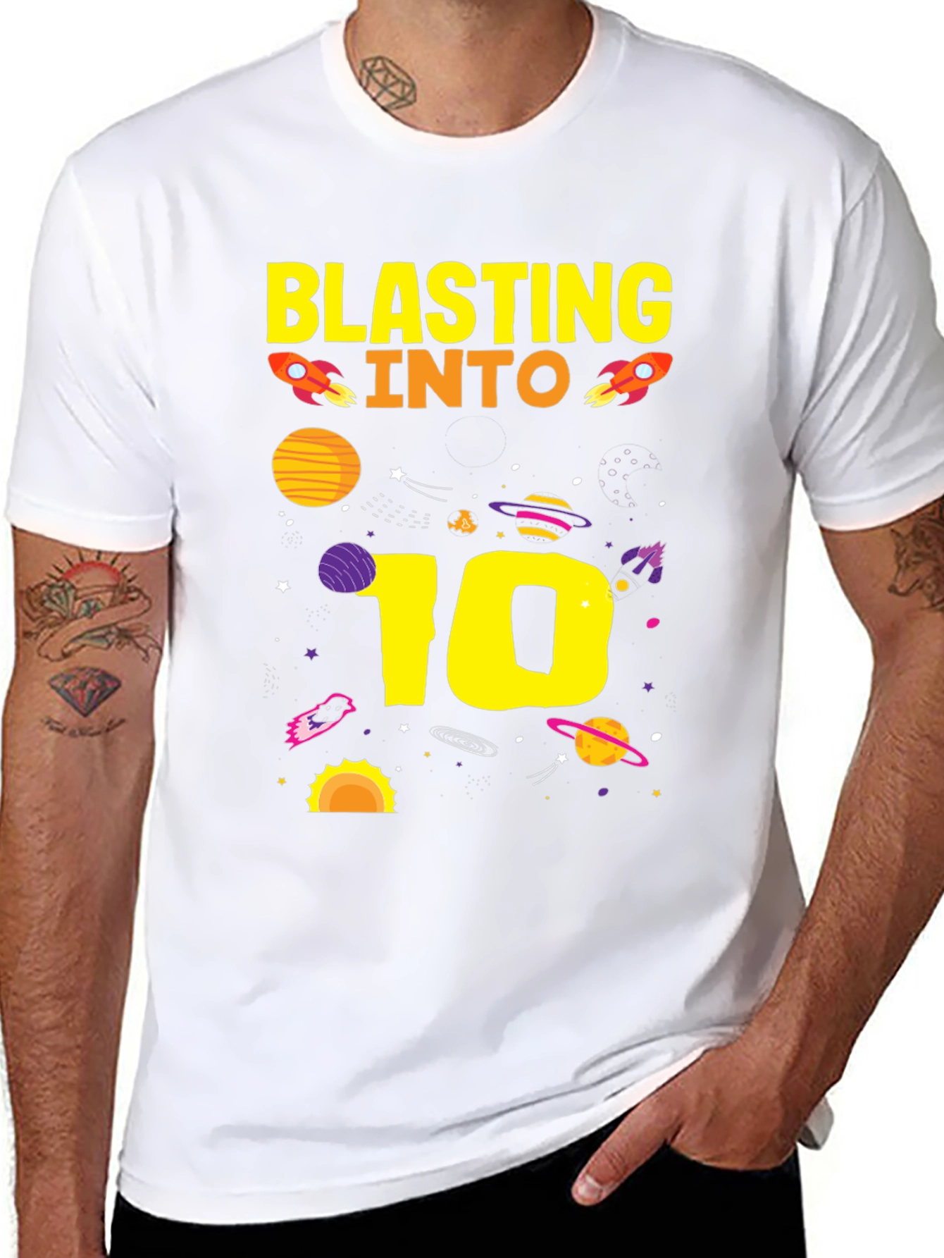 Black Blasting Into 10th Birthday T-Shirt view 8