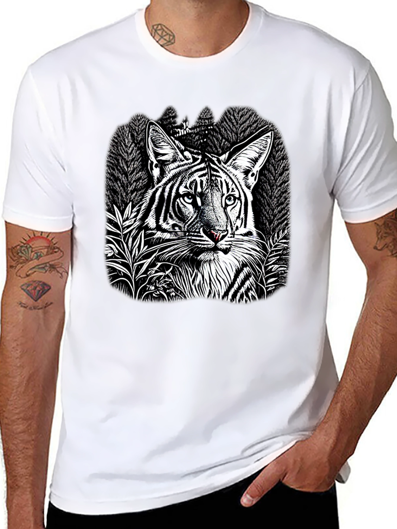 Black Tiger Graphic Black T-Shirt view 8