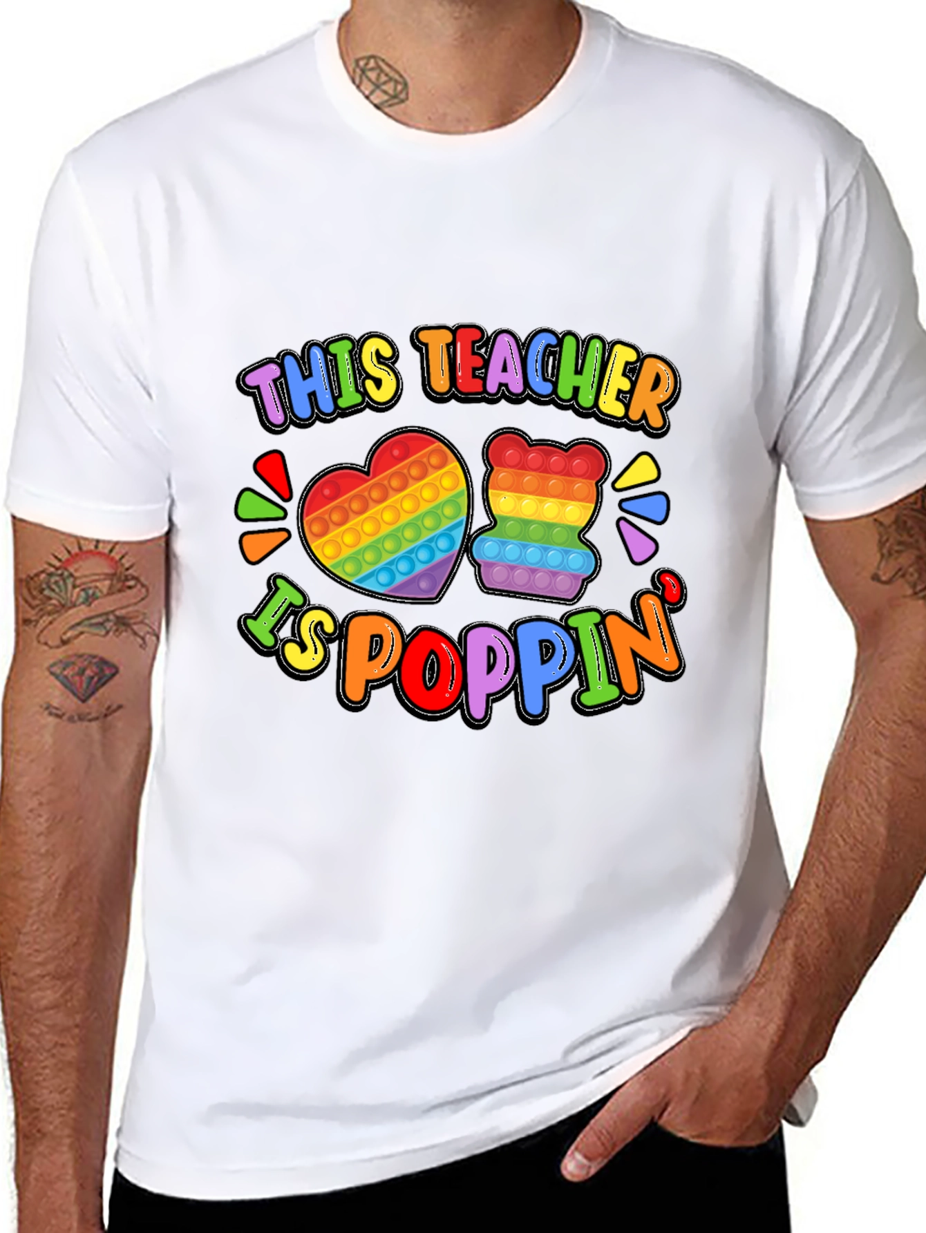 Black This Teacher Is Poppin' Graphic T-Shirt view 8