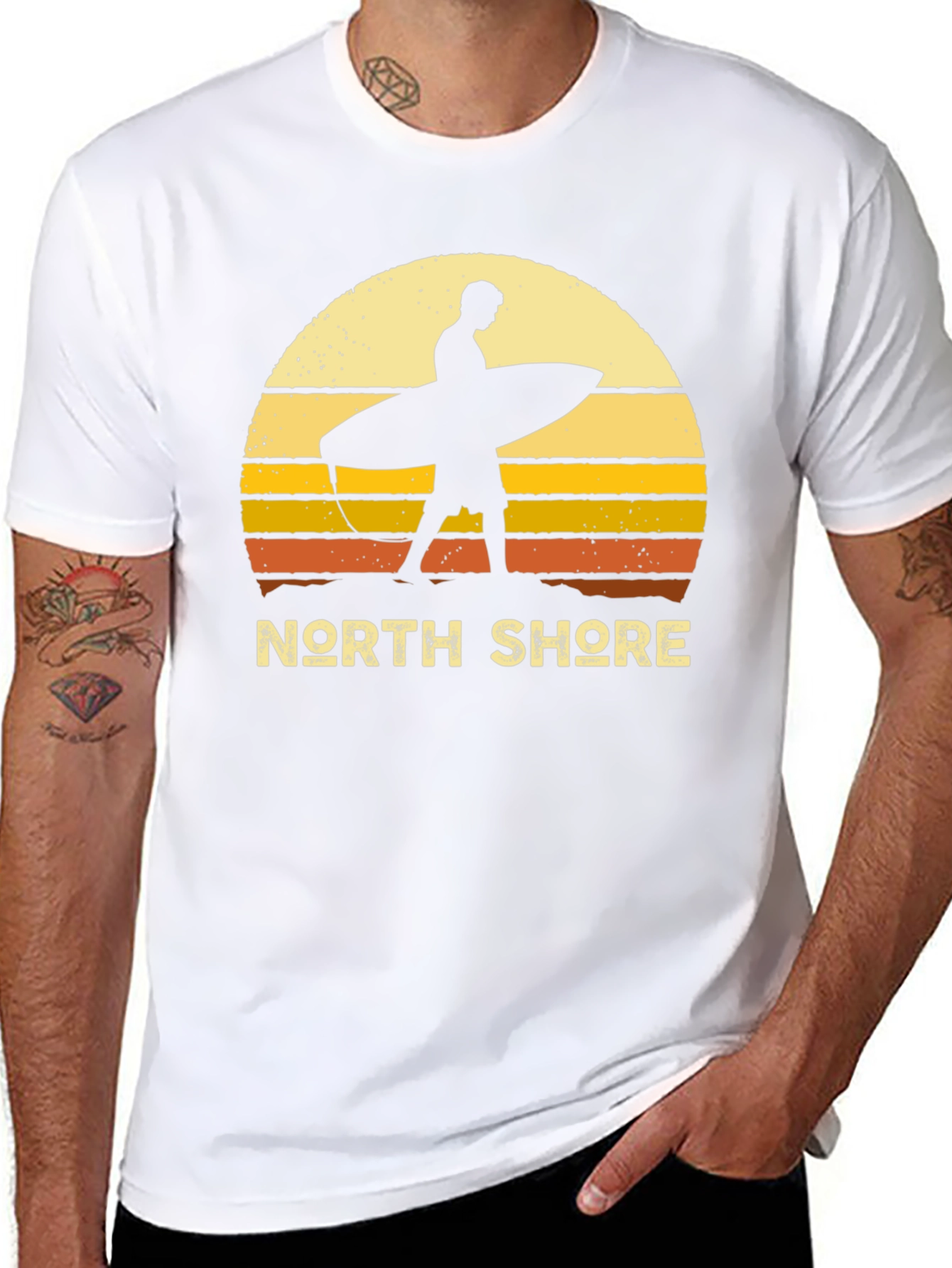 Black North Shore Surfer Sunset Graphic Tee - Black view 8