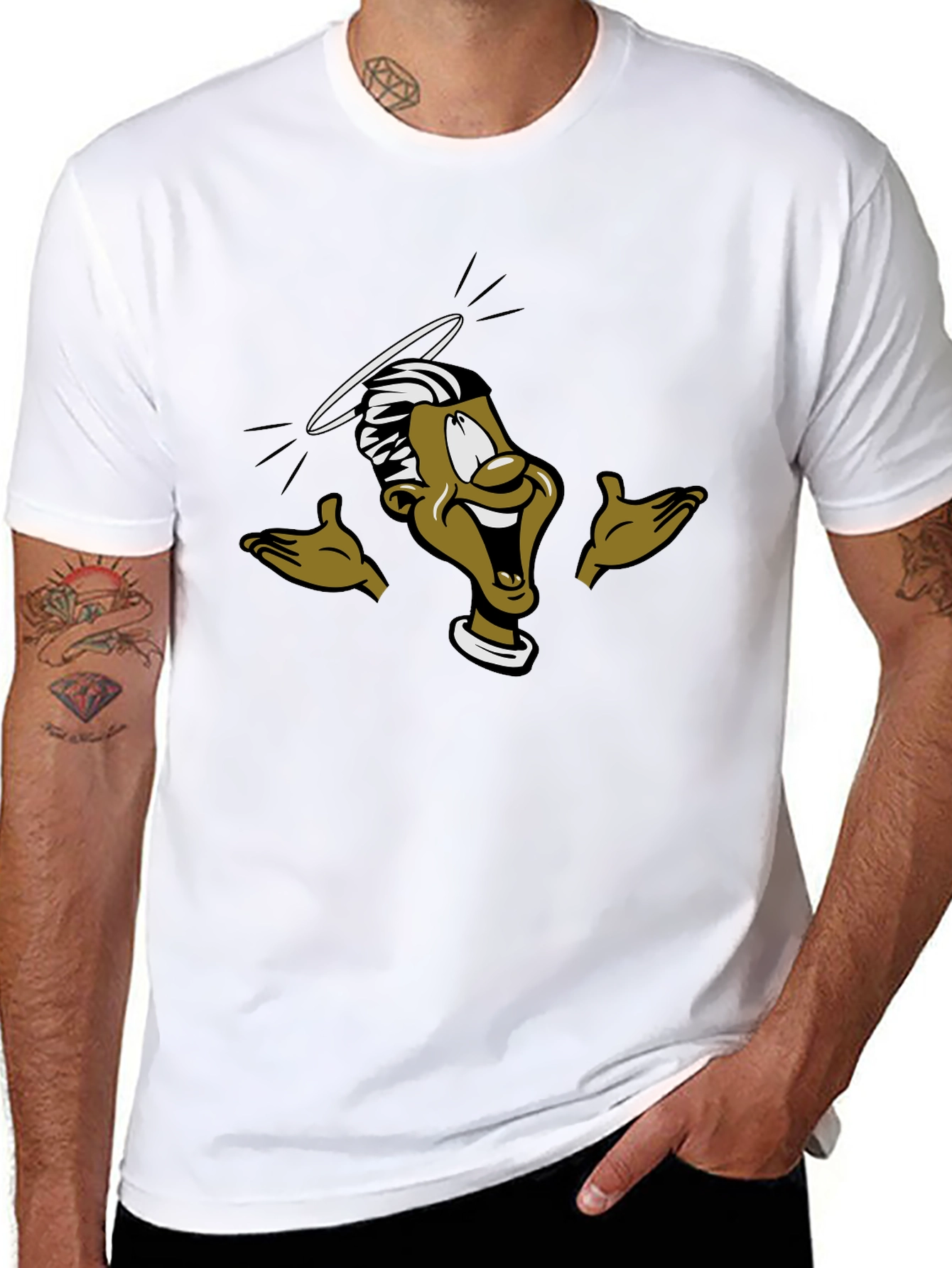 Black Funny Cartoon Graphic T-Shirt view 8