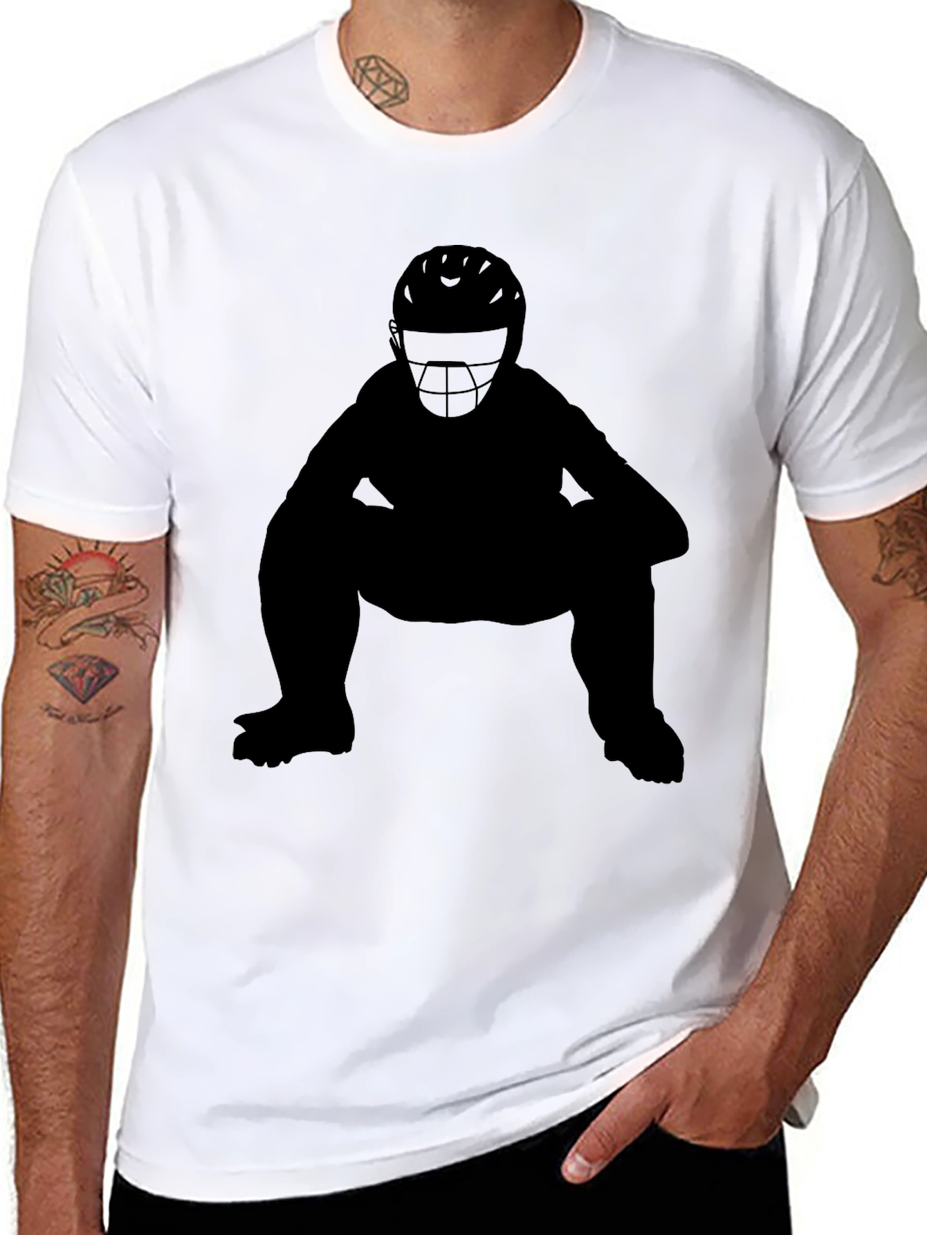 Black Black Baseball Catcher T-Shirt view 8
