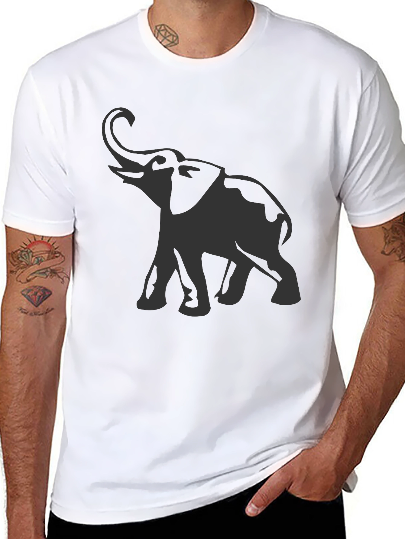Black Elephant Graphic Tee - Black Cotton Comfort view 8