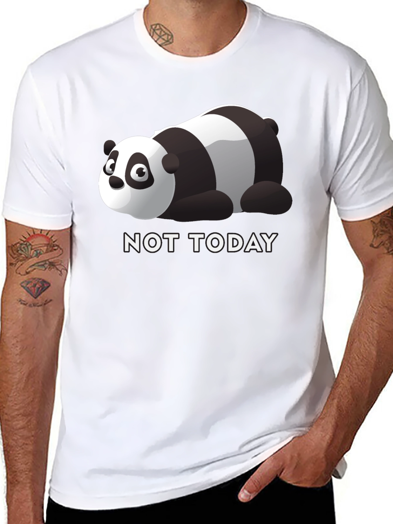 Black Lazy Panda 'Not Today' Graphic Tee view 8