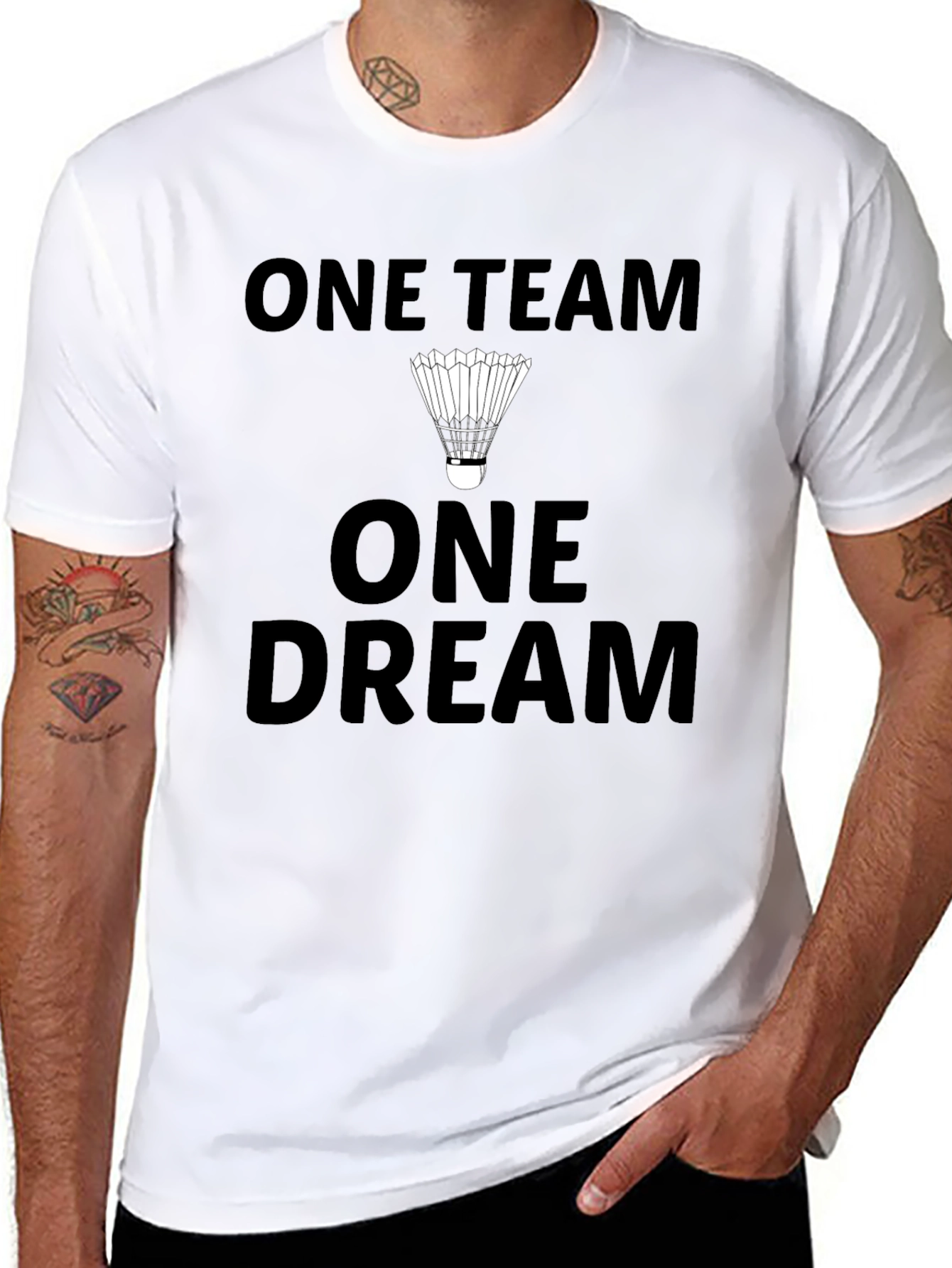 Black One Team One Dream Badminton T-Shirt view 8